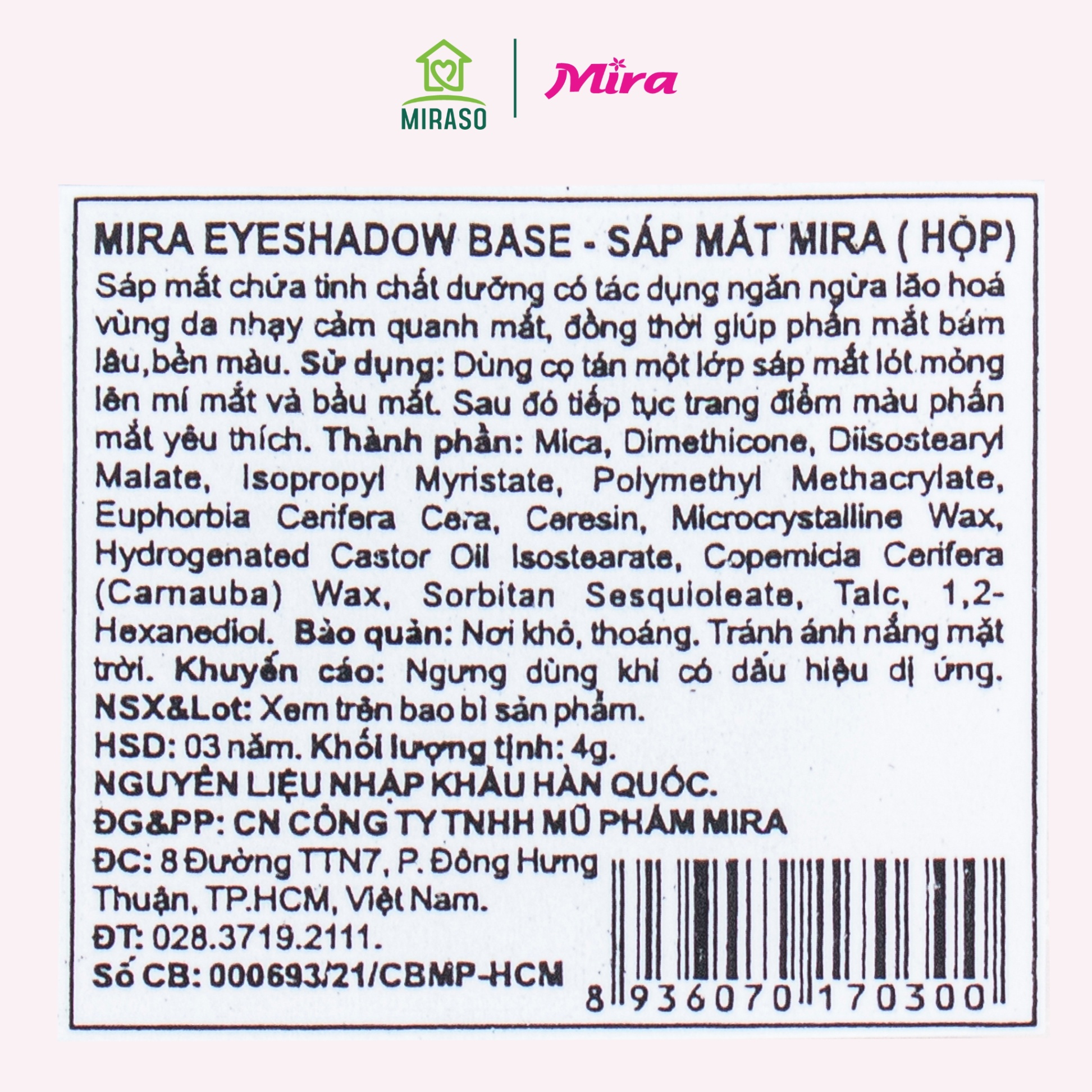 Mắt sáp MIRA Eyeshadow Base