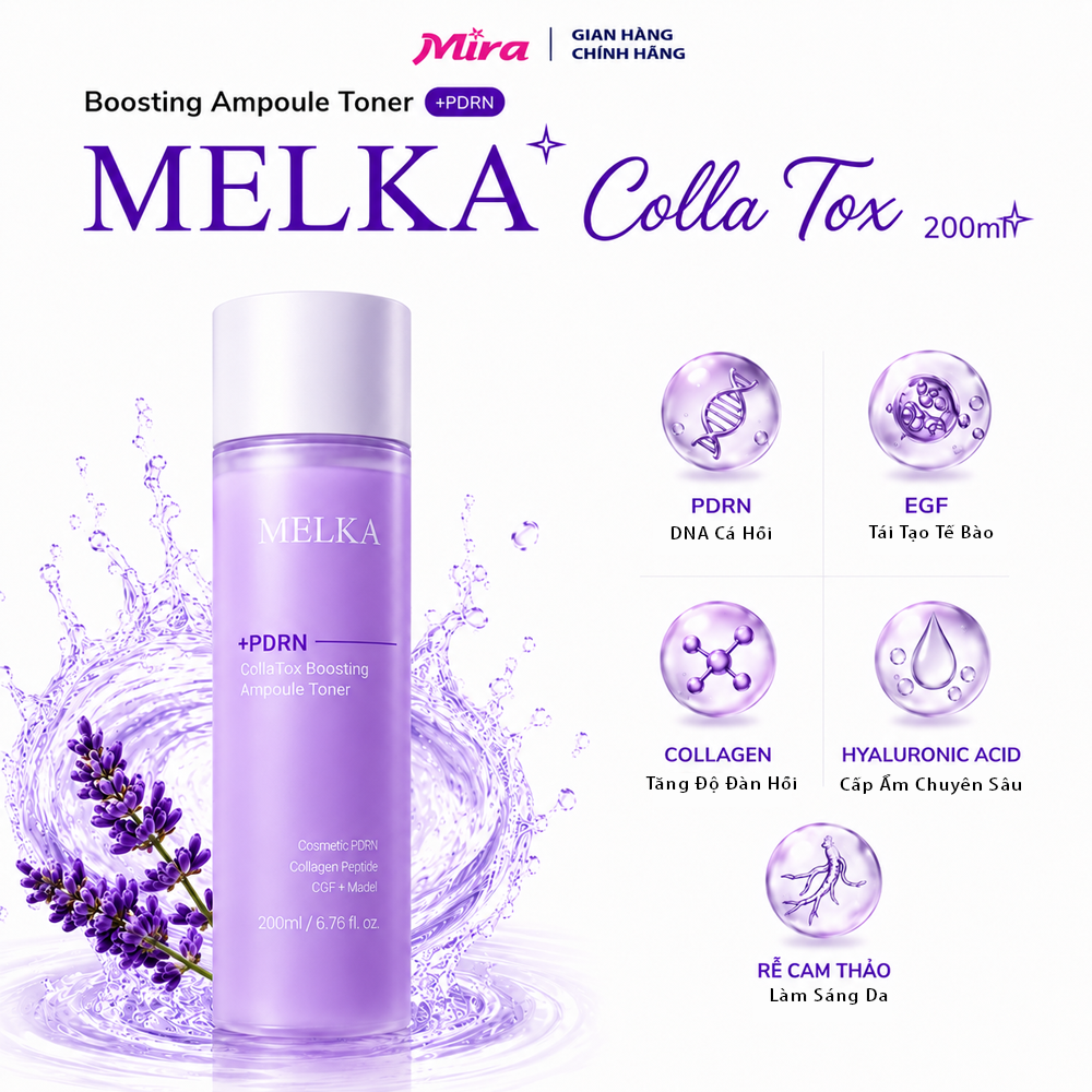 Nước Hoa Hồng Dưỡng Ẩm Sâu Melka Colla Tox Boosting Ampoule Toner 200ml