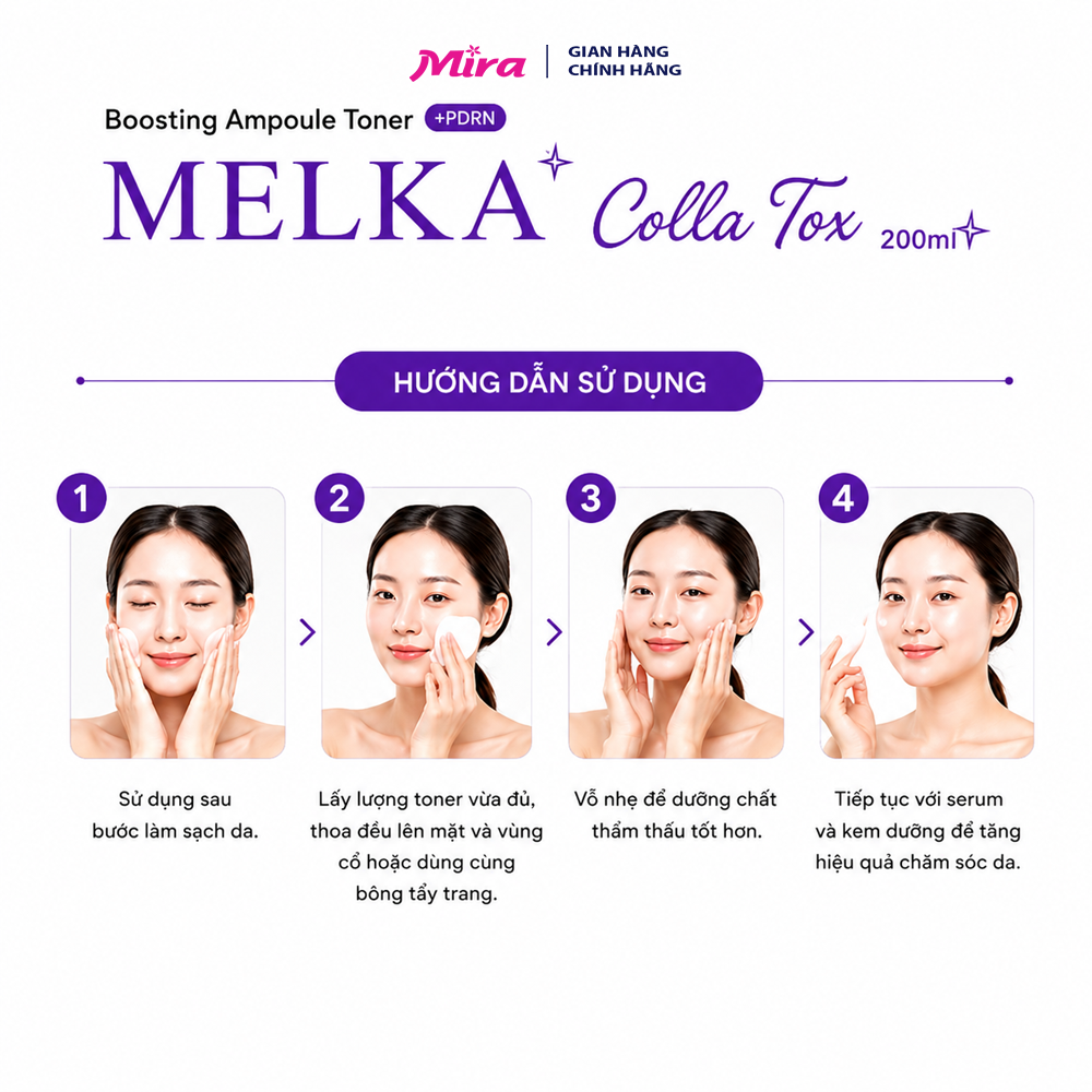 Nước Hoa Hồng Dưỡng Ẩm Sâu Melka Colla Tox Boosting Ampoule Toner 200ml