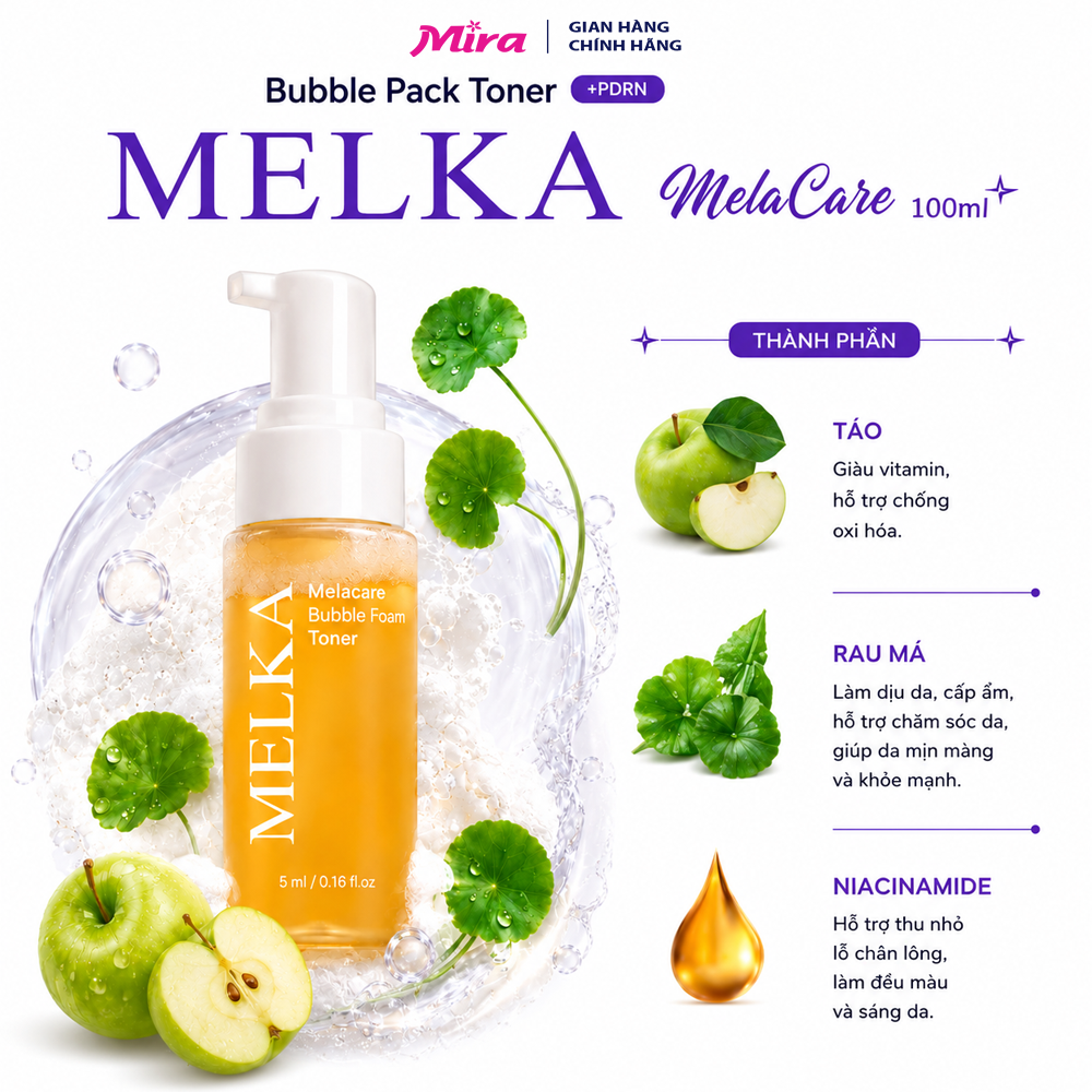 Nước Hoa Hồng Tạo Bọt Dưỡng Sáng Da Melka Bubble