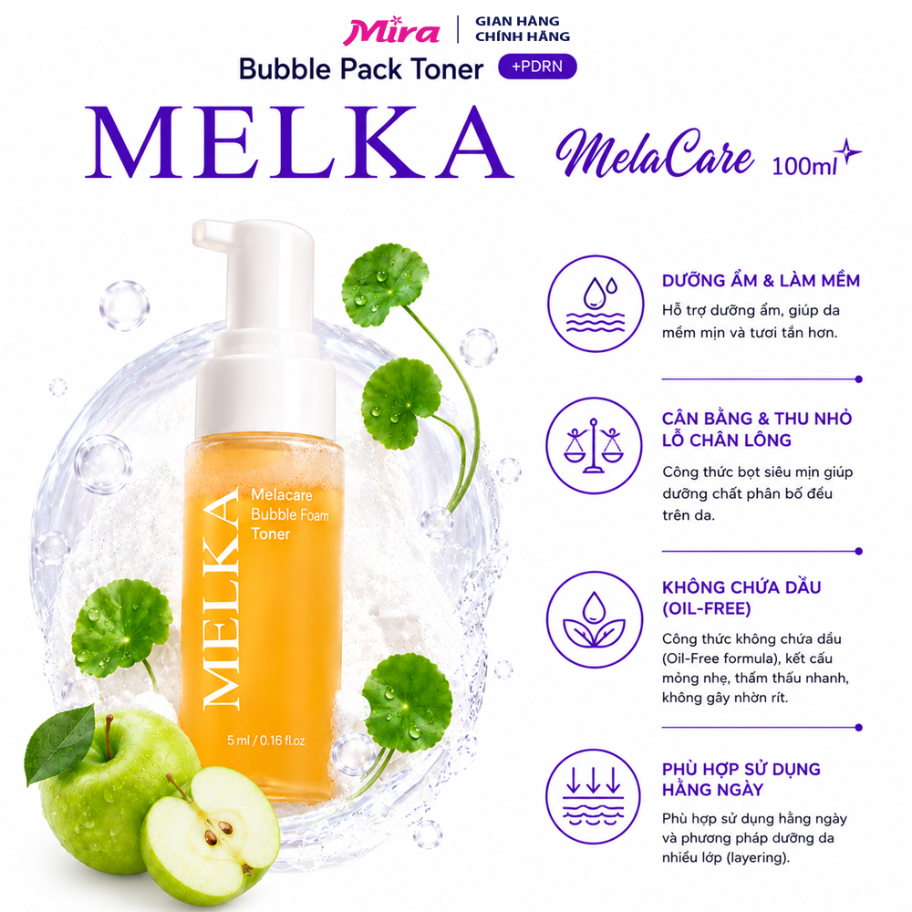 Nước Hoa Hồng Tạo Bọt Dưỡng Sáng Da Melka Bubble