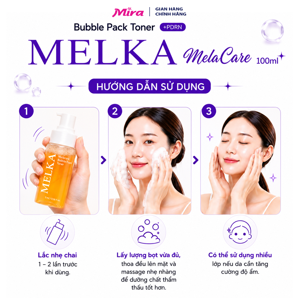 Nước Hoa Hồng Tạo Bọt Dưỡng Sáng Da Melka Bubble