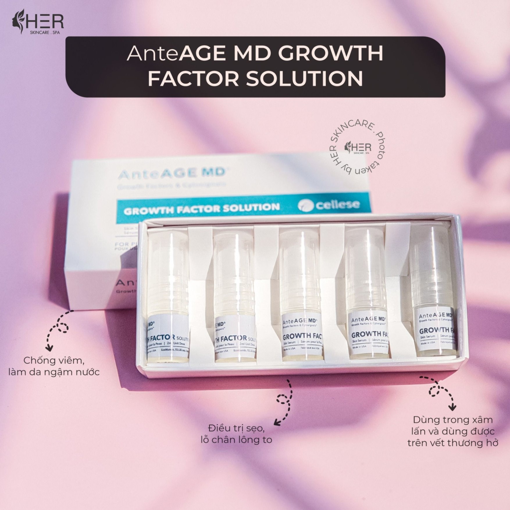 Serum tái tạo, lành thương sau xâm lấn AnteAge MD Growth factor Solution 2ml (R) (HSD: 4/26)