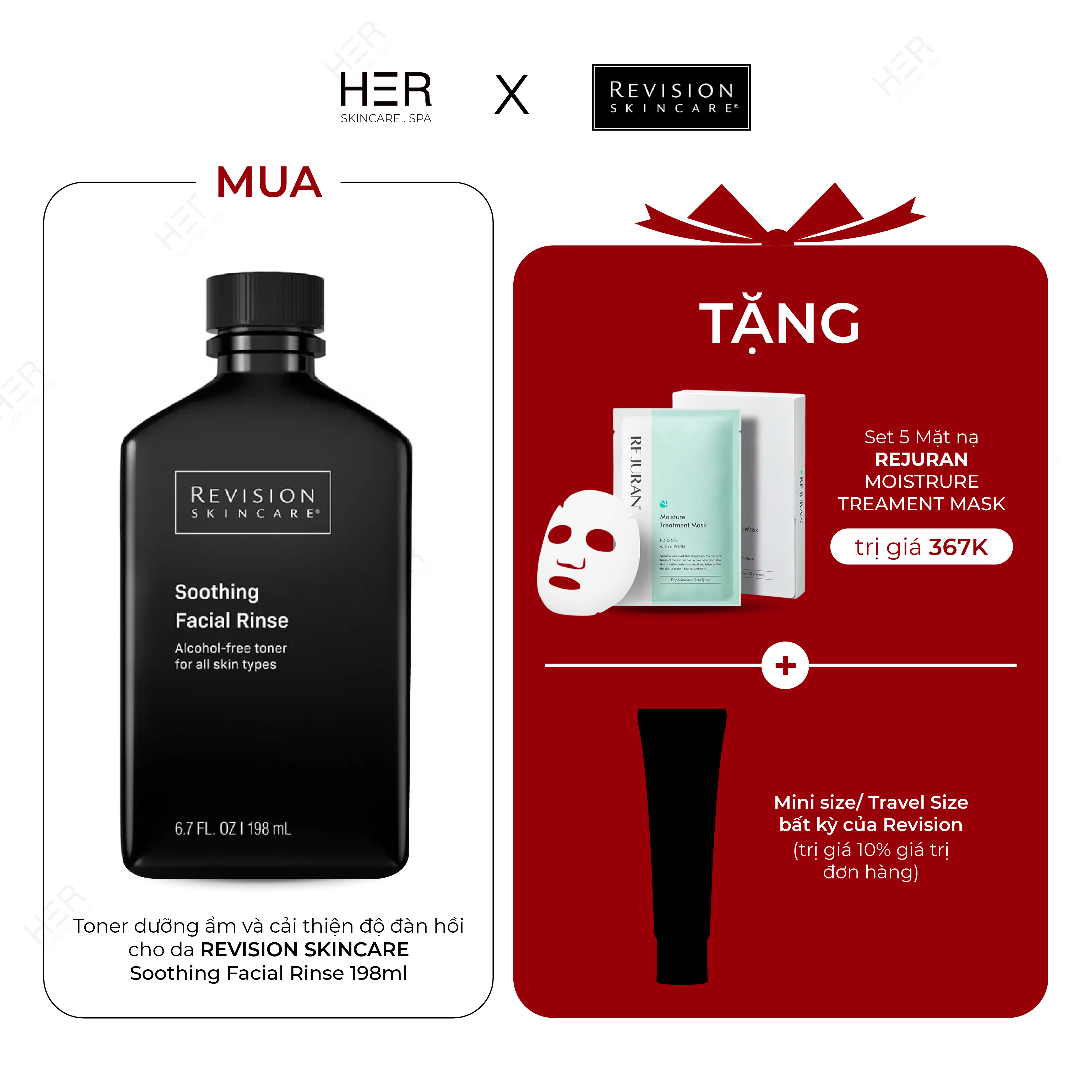 Toner dưỡng ẩm và cải thiện độ đàn hồi cho da Revision Skincare Soothing Facial Rinse 198ml (R) (HSD: 1/28)