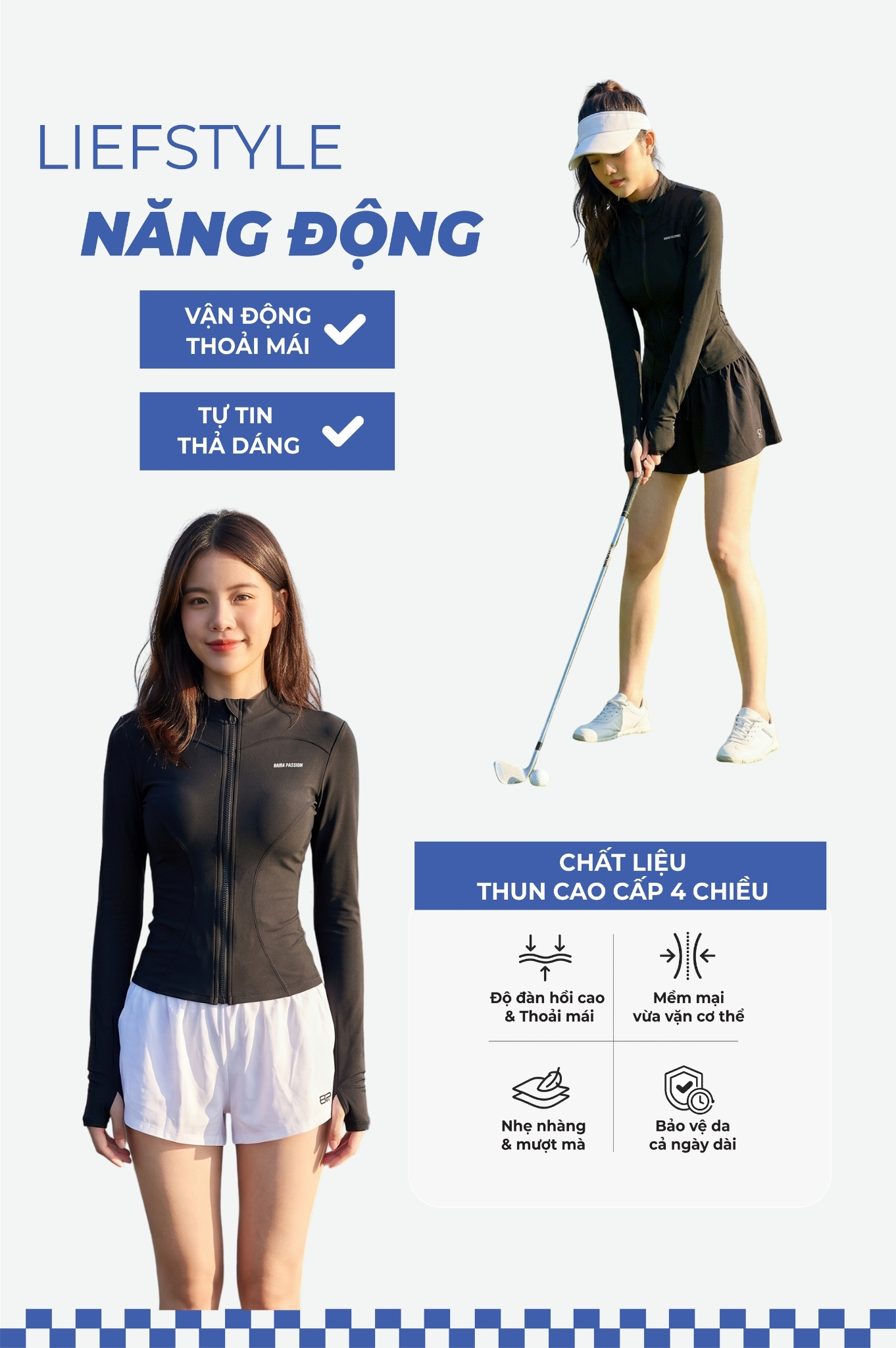 Áo bơi BIKINI PASSPORT dài tay tôn dáng - Đen