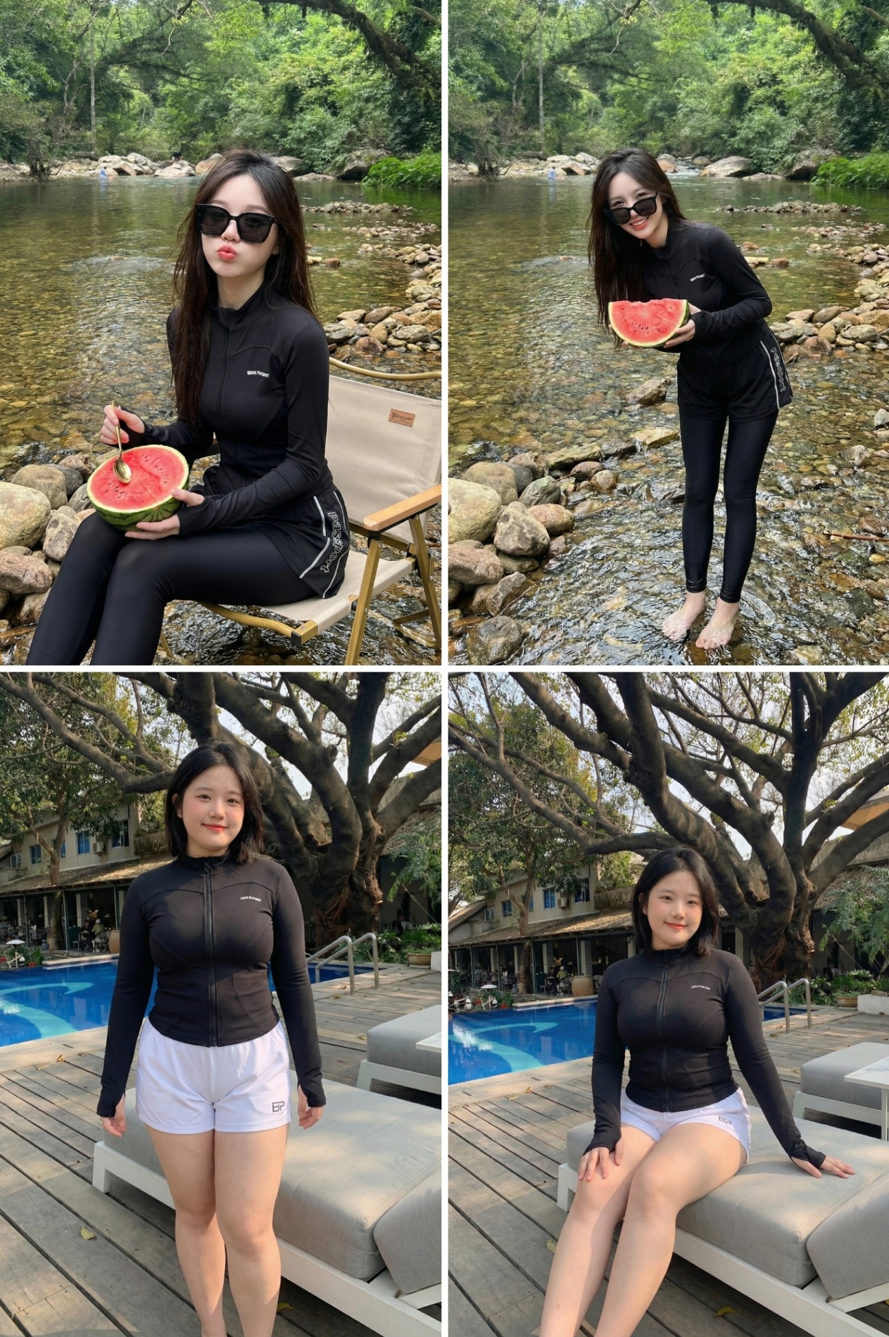 Áo bơi BIKINI PASSPORT dài tay tôn dáng - Đen