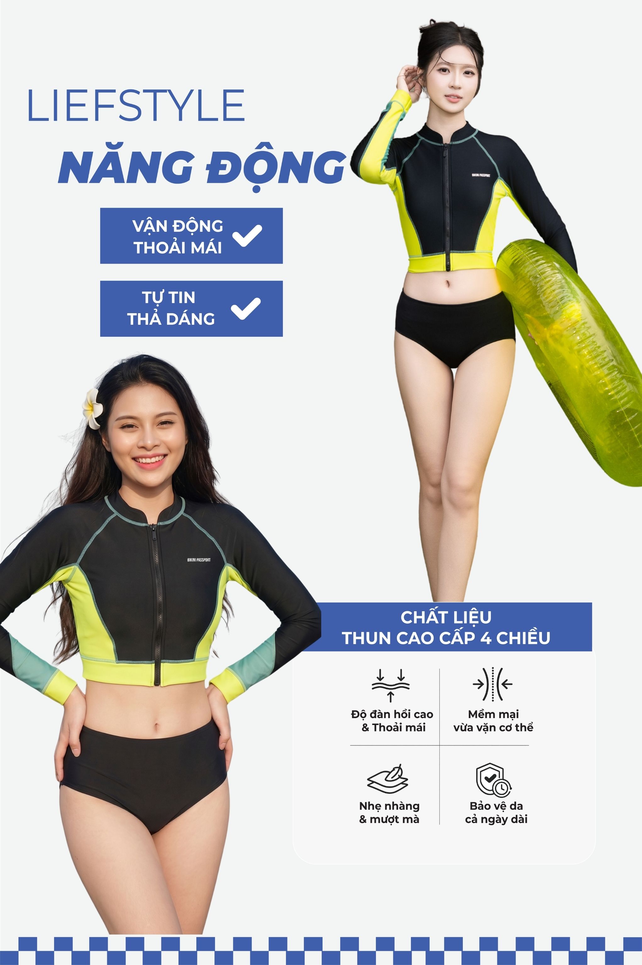 Áo bơi Nữ tay dài - BS575_BL