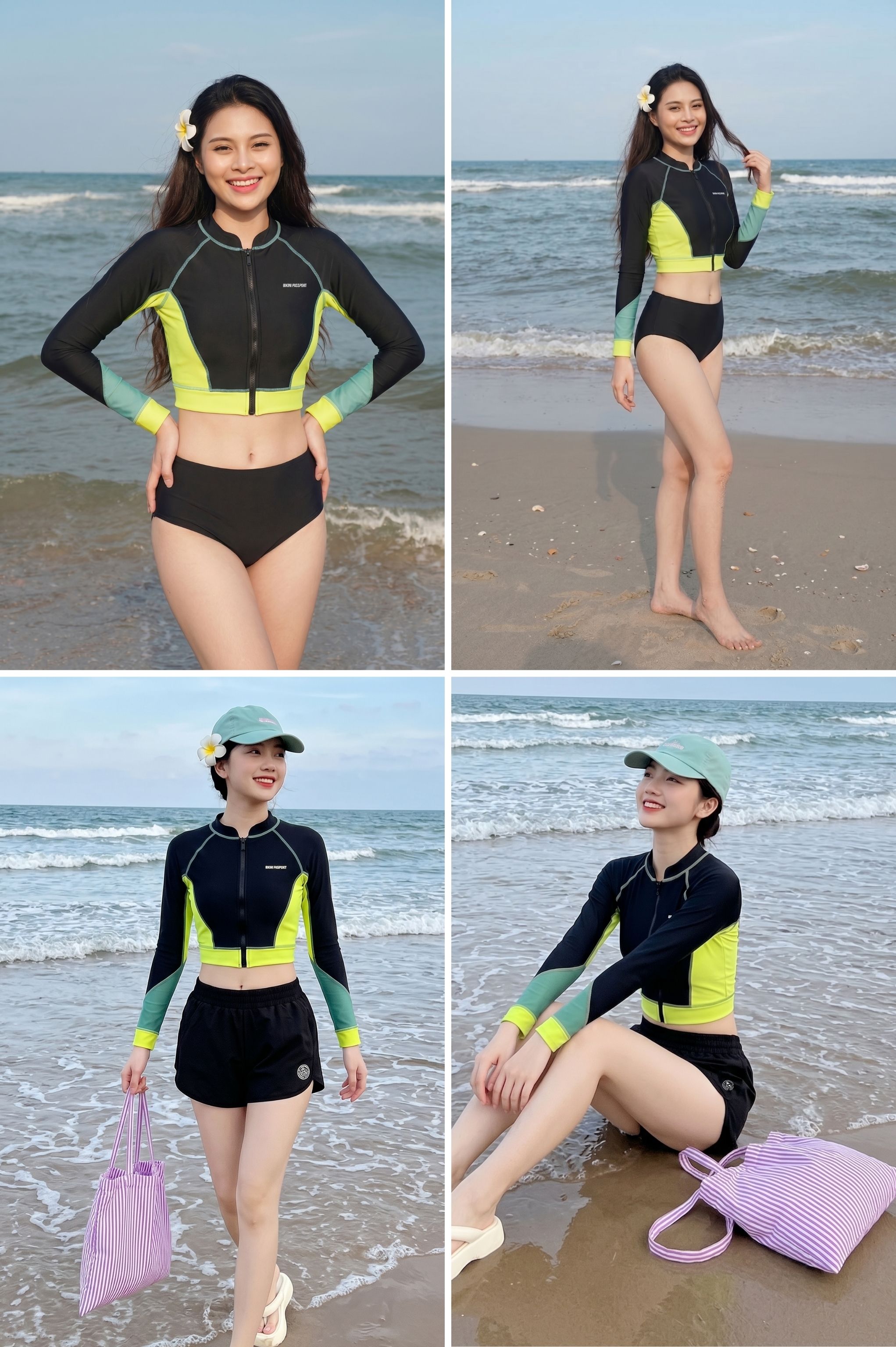 Áo bơi Nữ tay dài - BS575_BL
