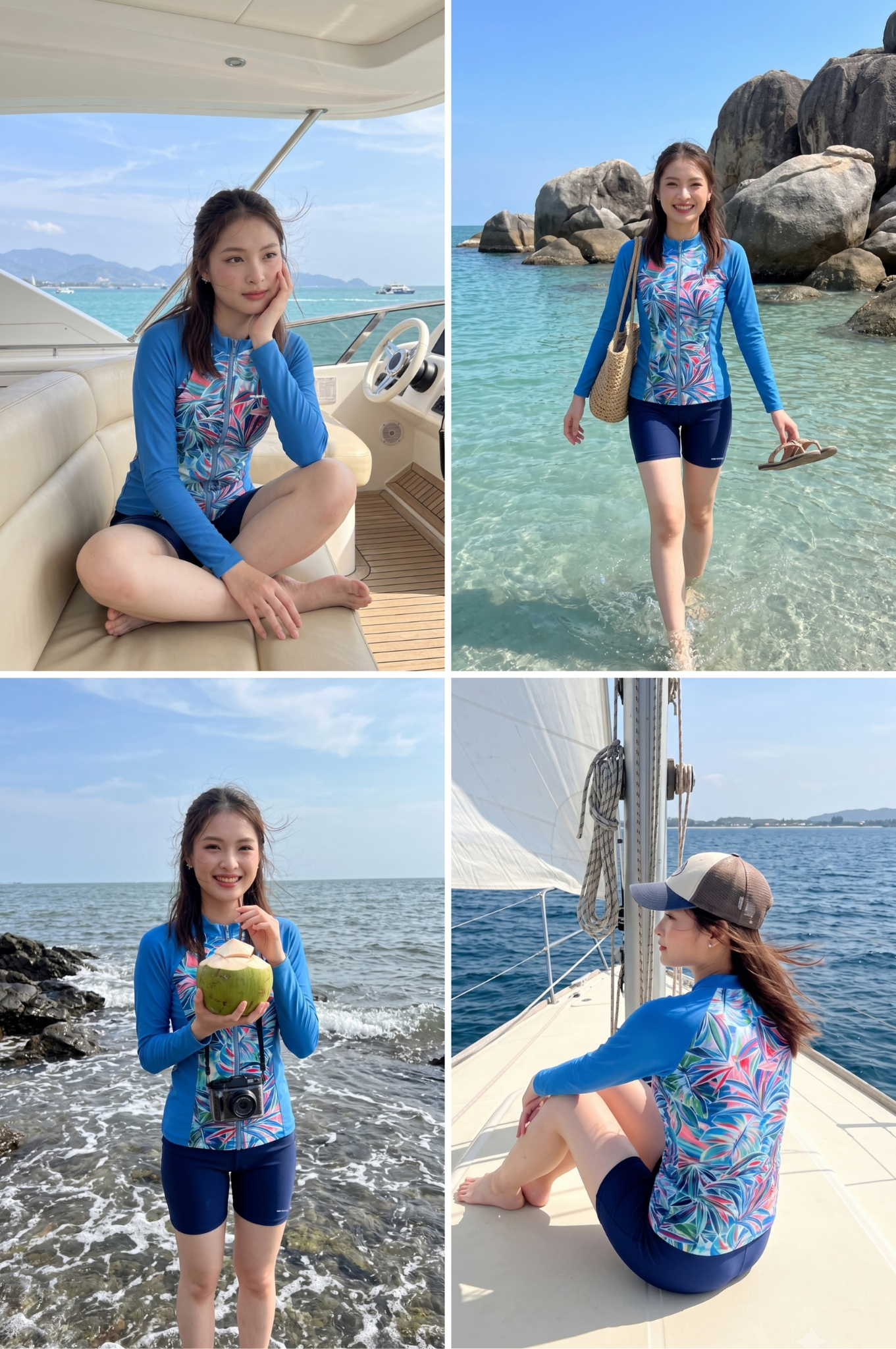 Áo bơi Nữ tay dài có khóa - BSV001_IN