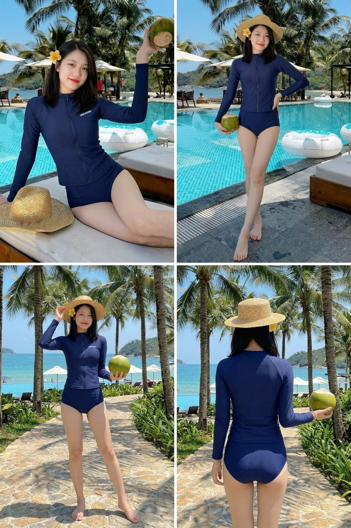 Áo bơi Nữ tay dài có khóa - BSV001_NV