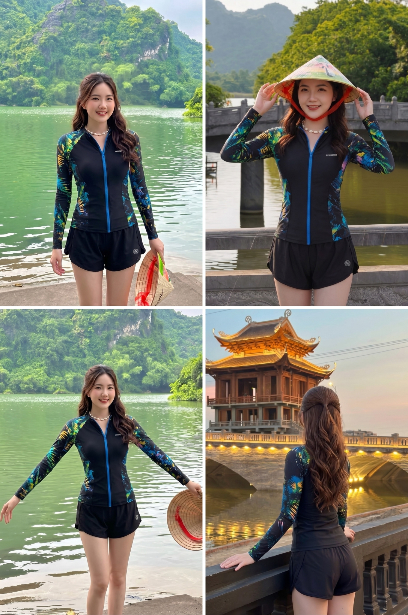 Áo bơi Nữ tay dài có khóa - BSV001_X