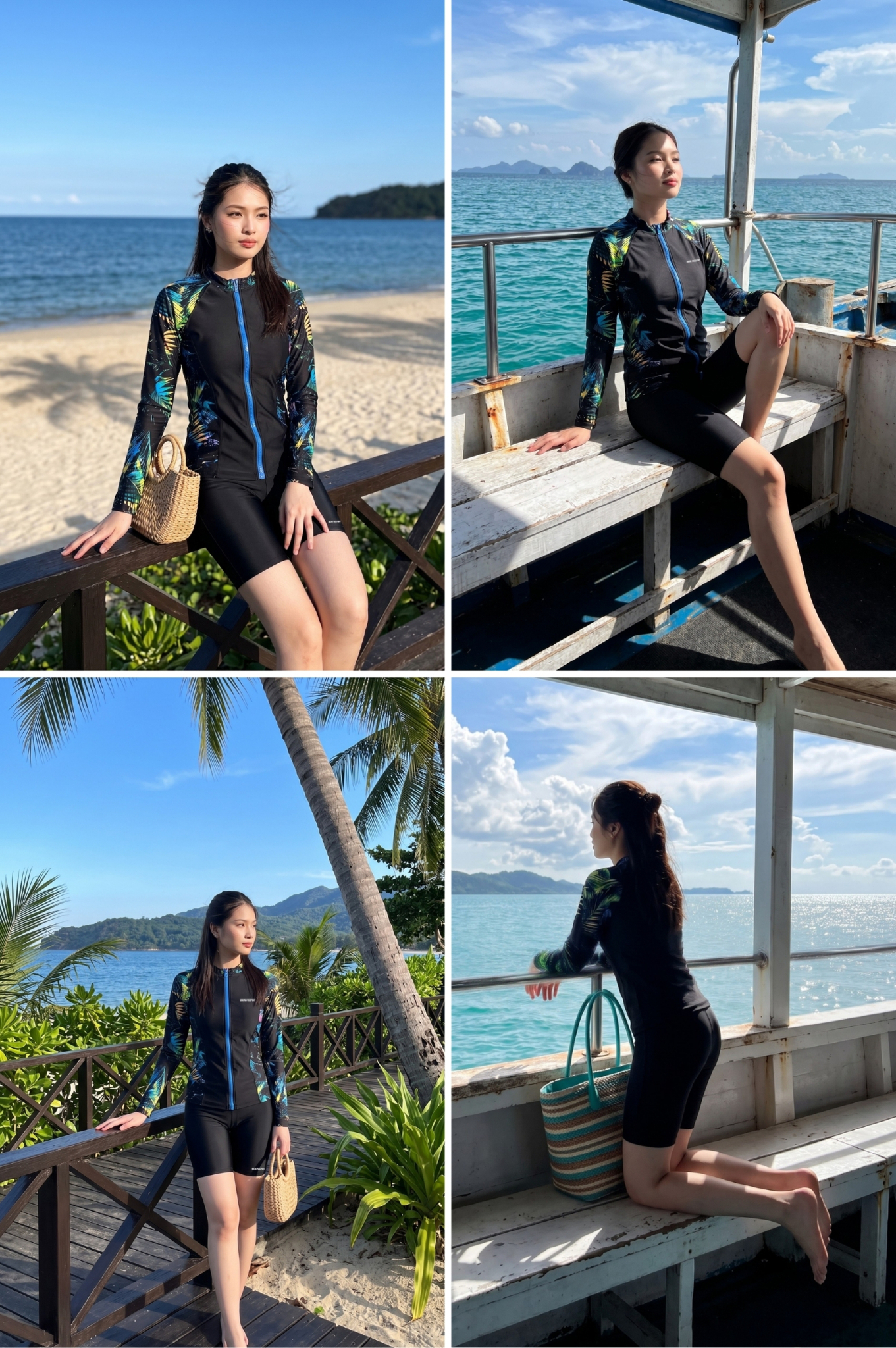 Áo bơi Nữ tay dài có khóa - BSV001_X
