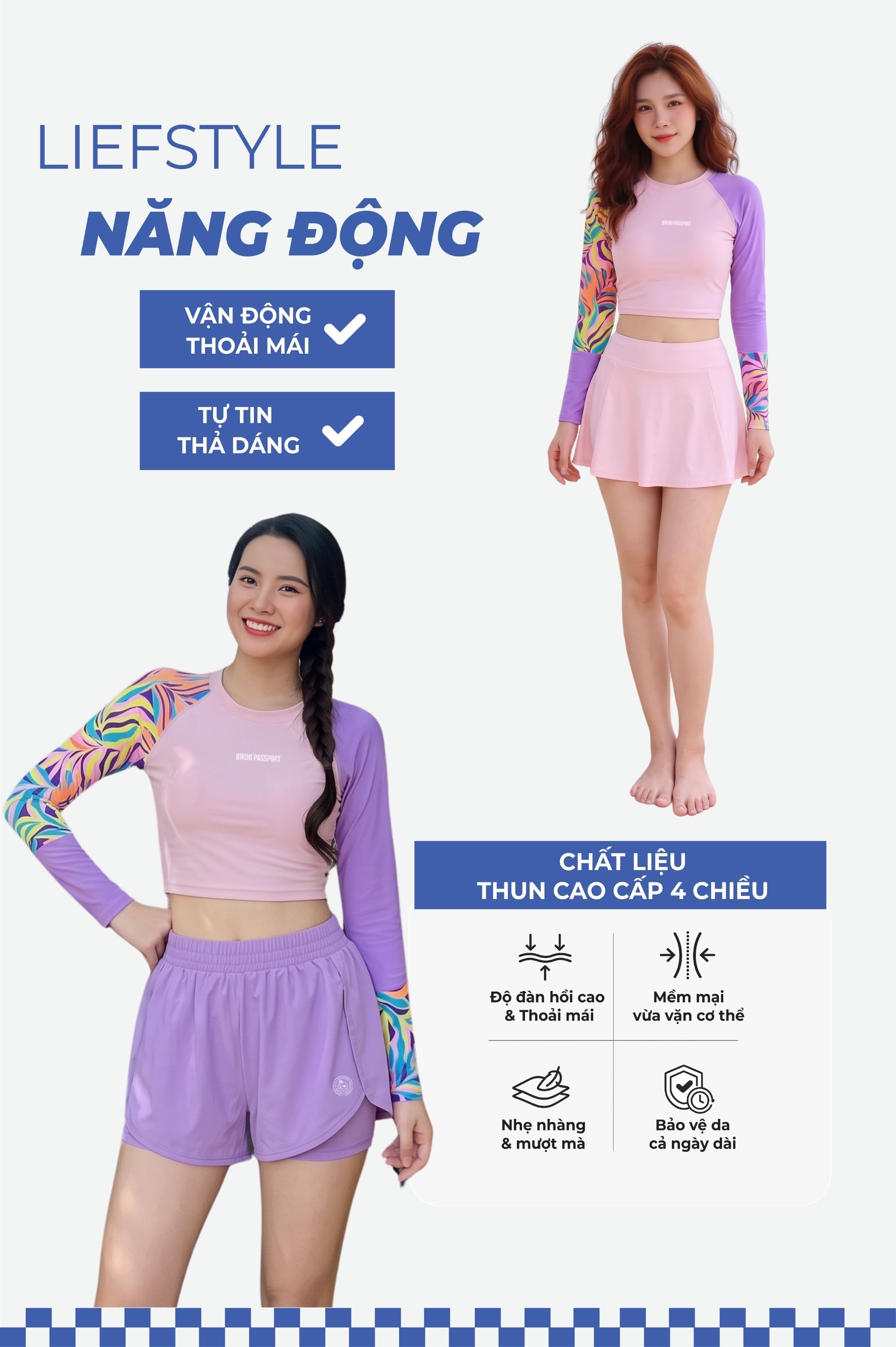 Áo bơi dài tay Croptop - BS580_PP