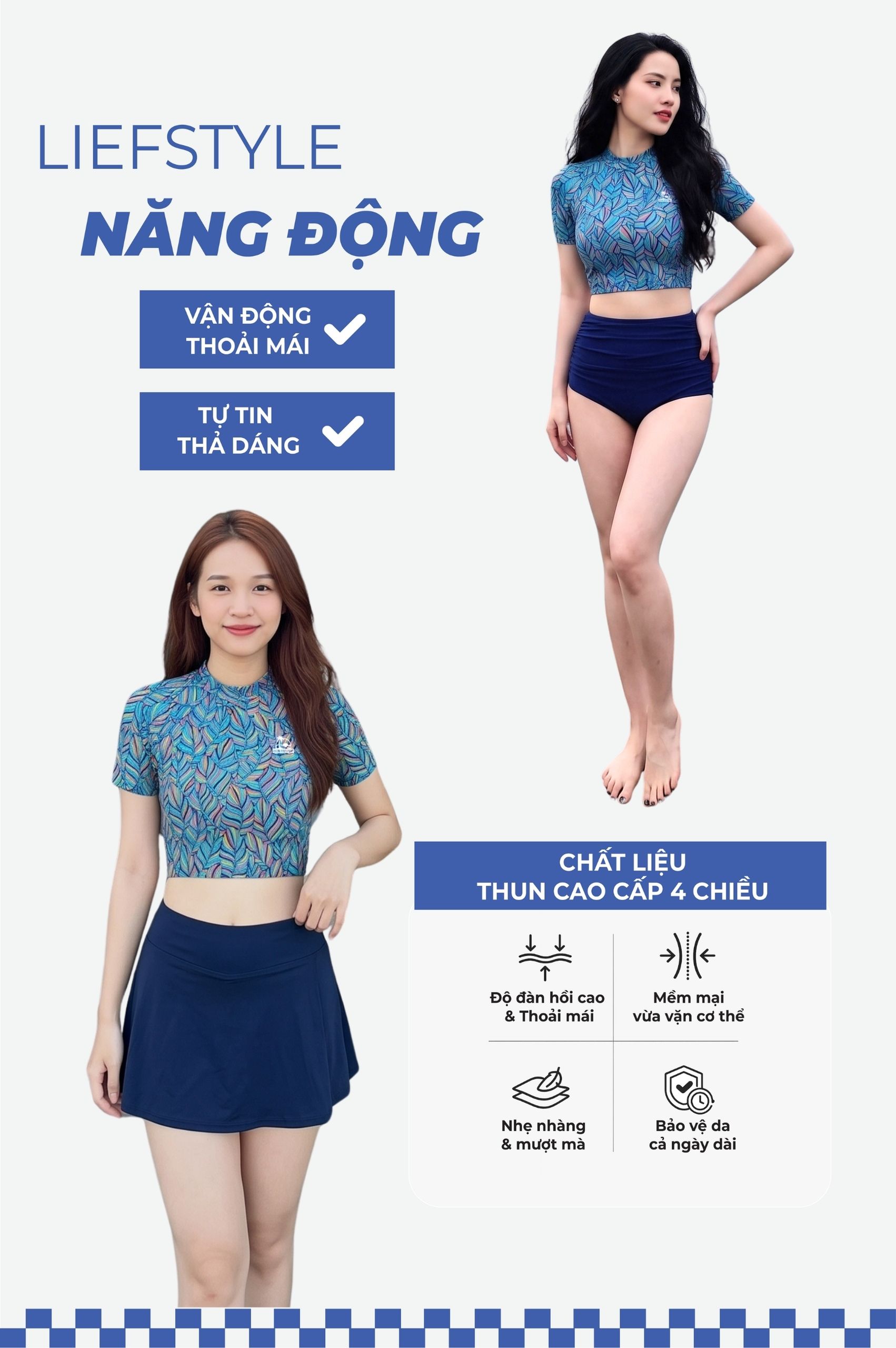 Áo bơi lẻ Croptop tay ngắn - BSV240_X
