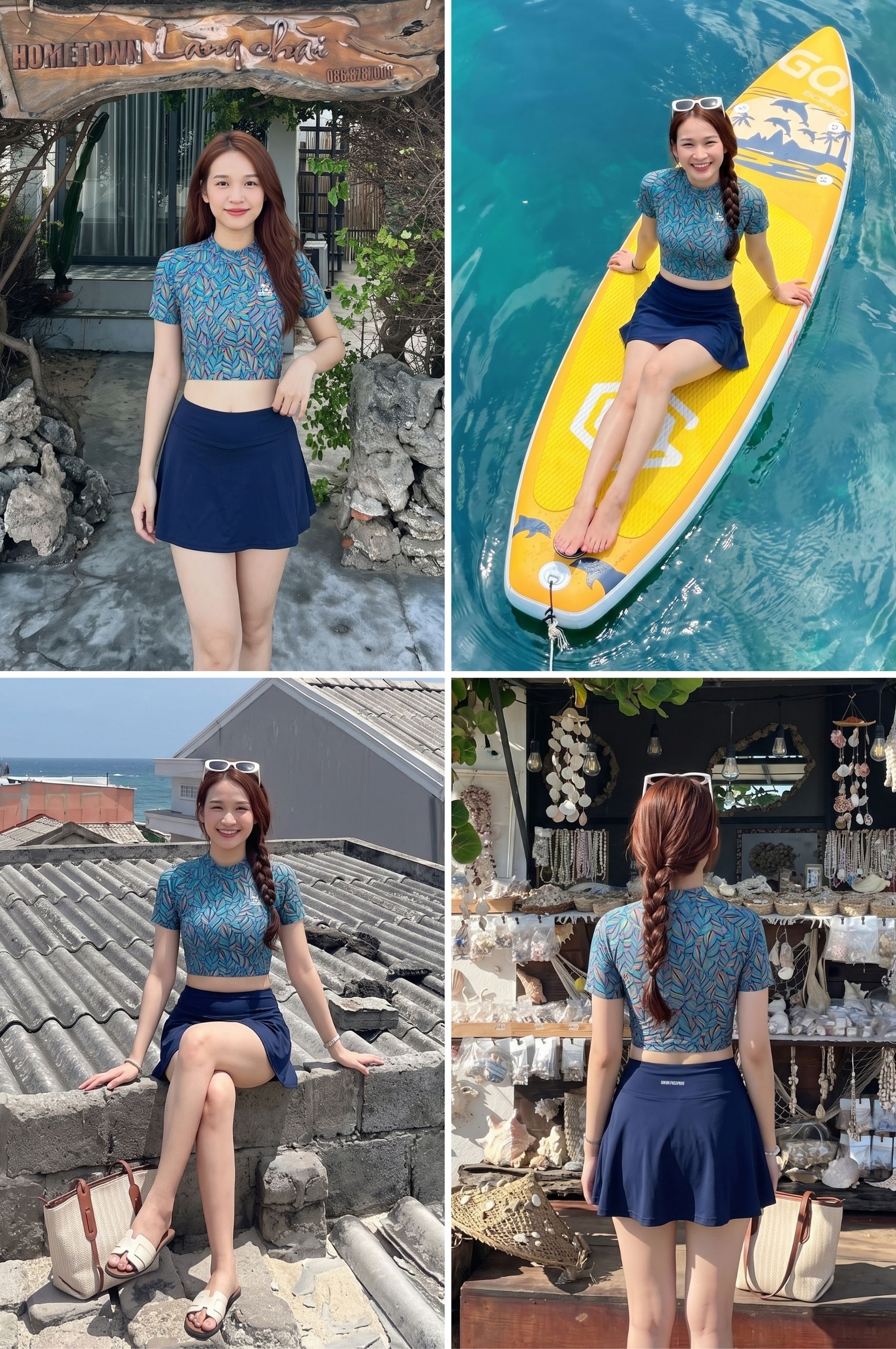 Áo bơi lẻ Croptop tay ngắn - BSV240_X
