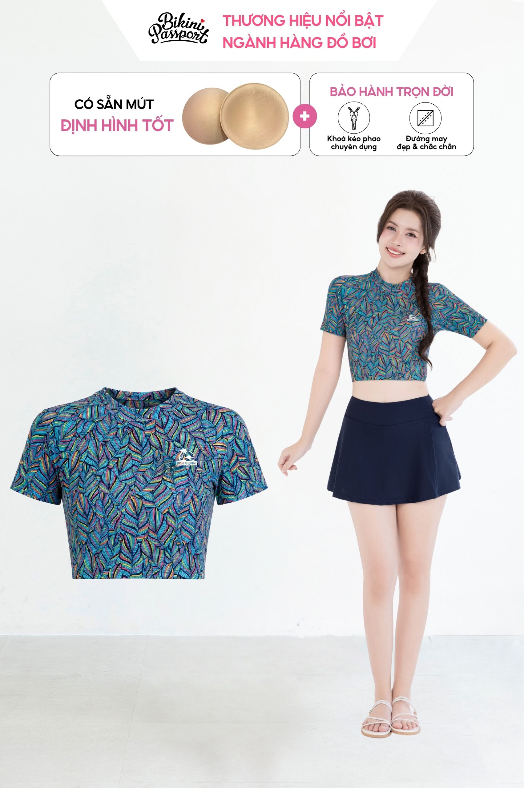 Áo bơi lẻ Croptop tay ngắn - BSV240_X