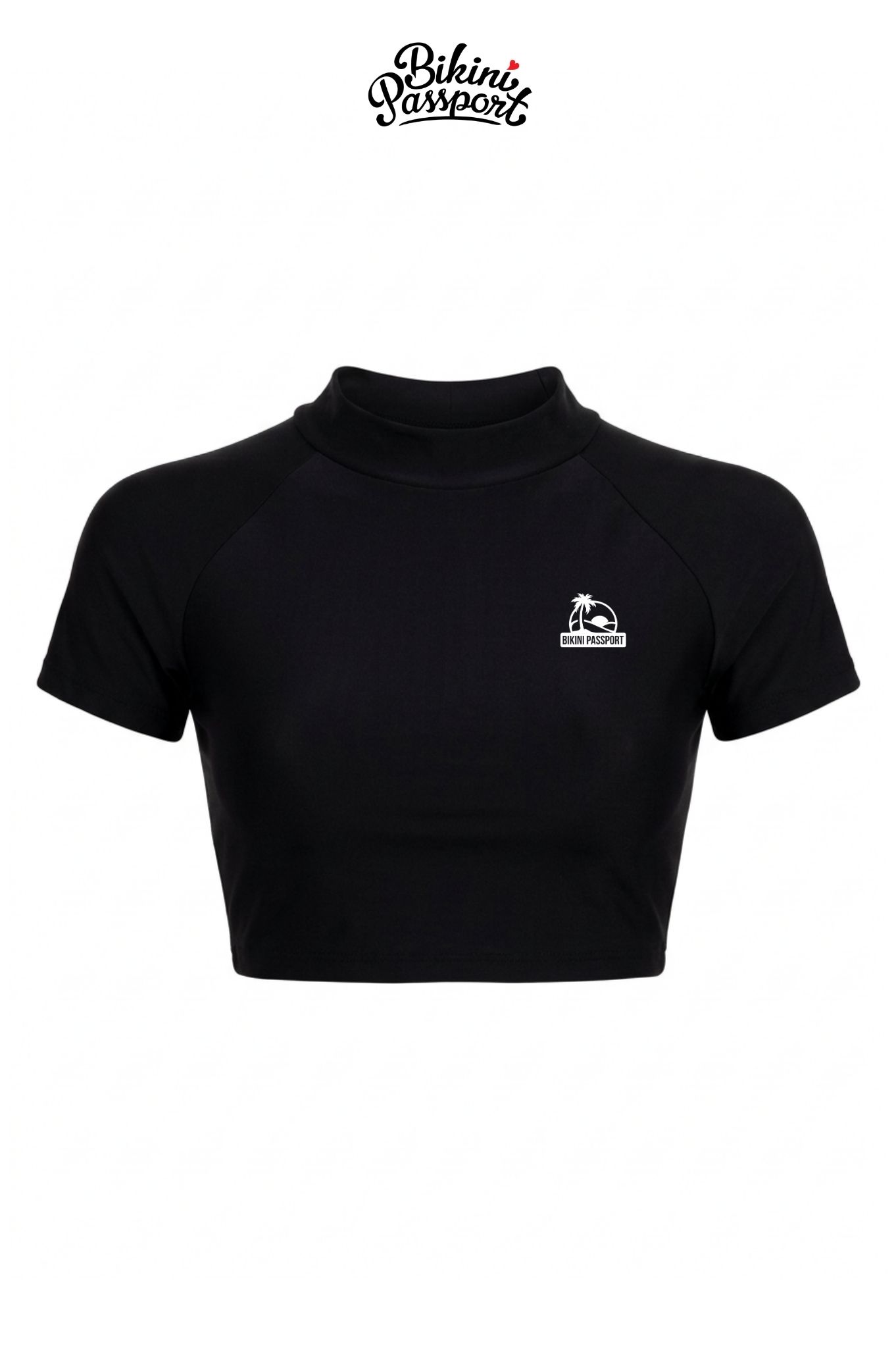 Áo bơi lẻ Croptop tay ngắn - Đen