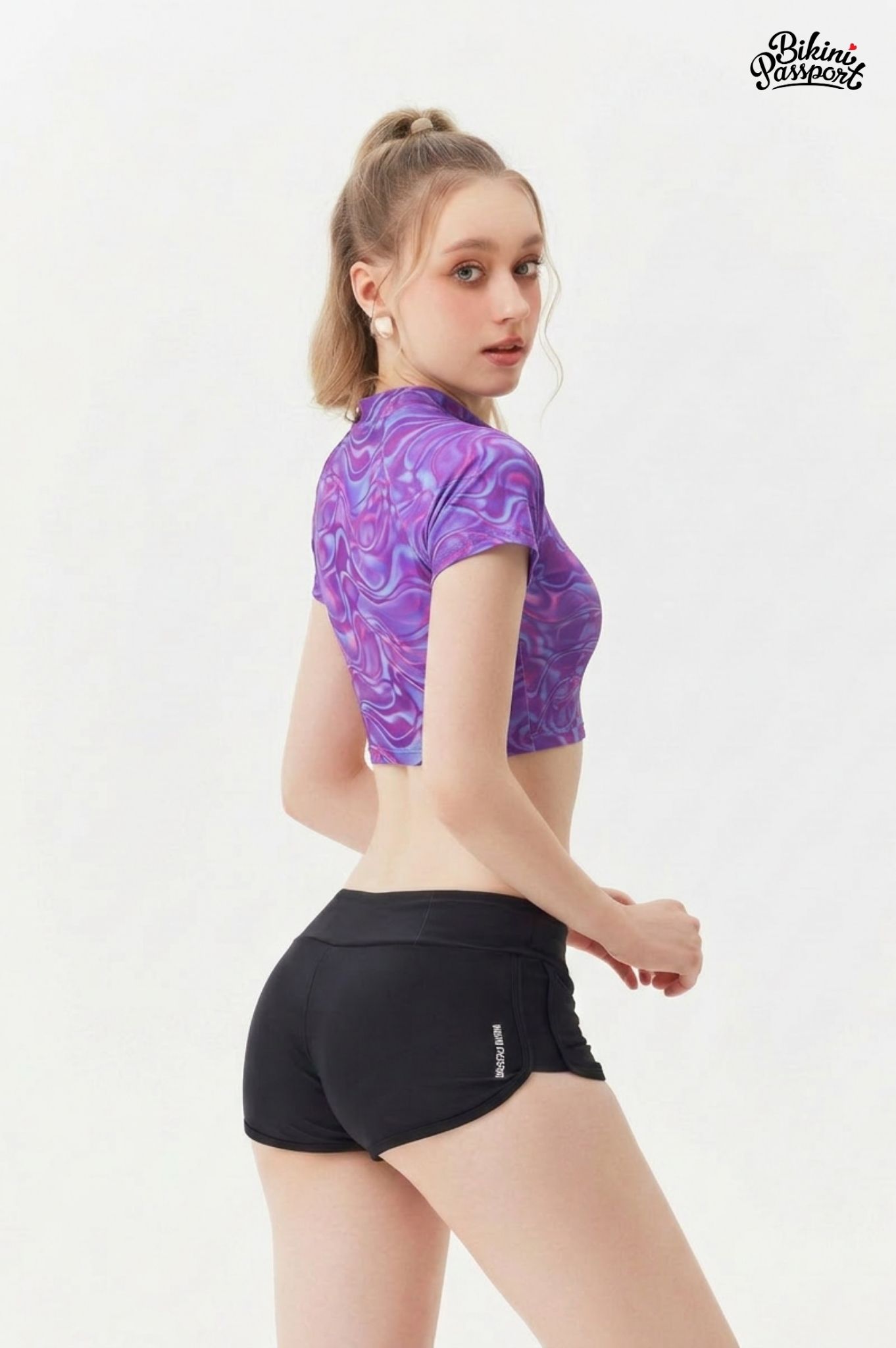 Áo bơi lẻ Croptop tay ngắn - Tím