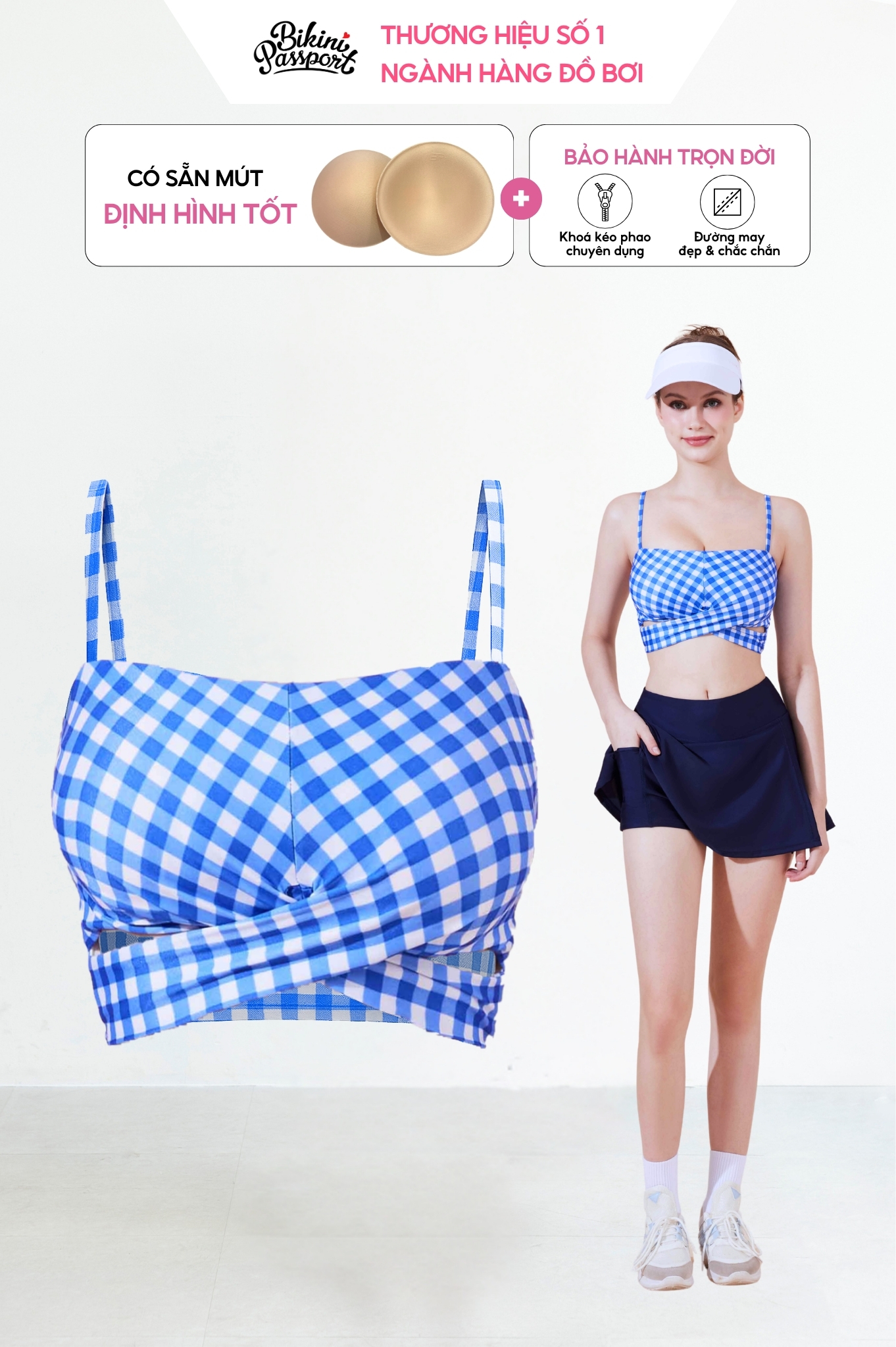 Áo bơi lẻ croptop hai dây - Caro
