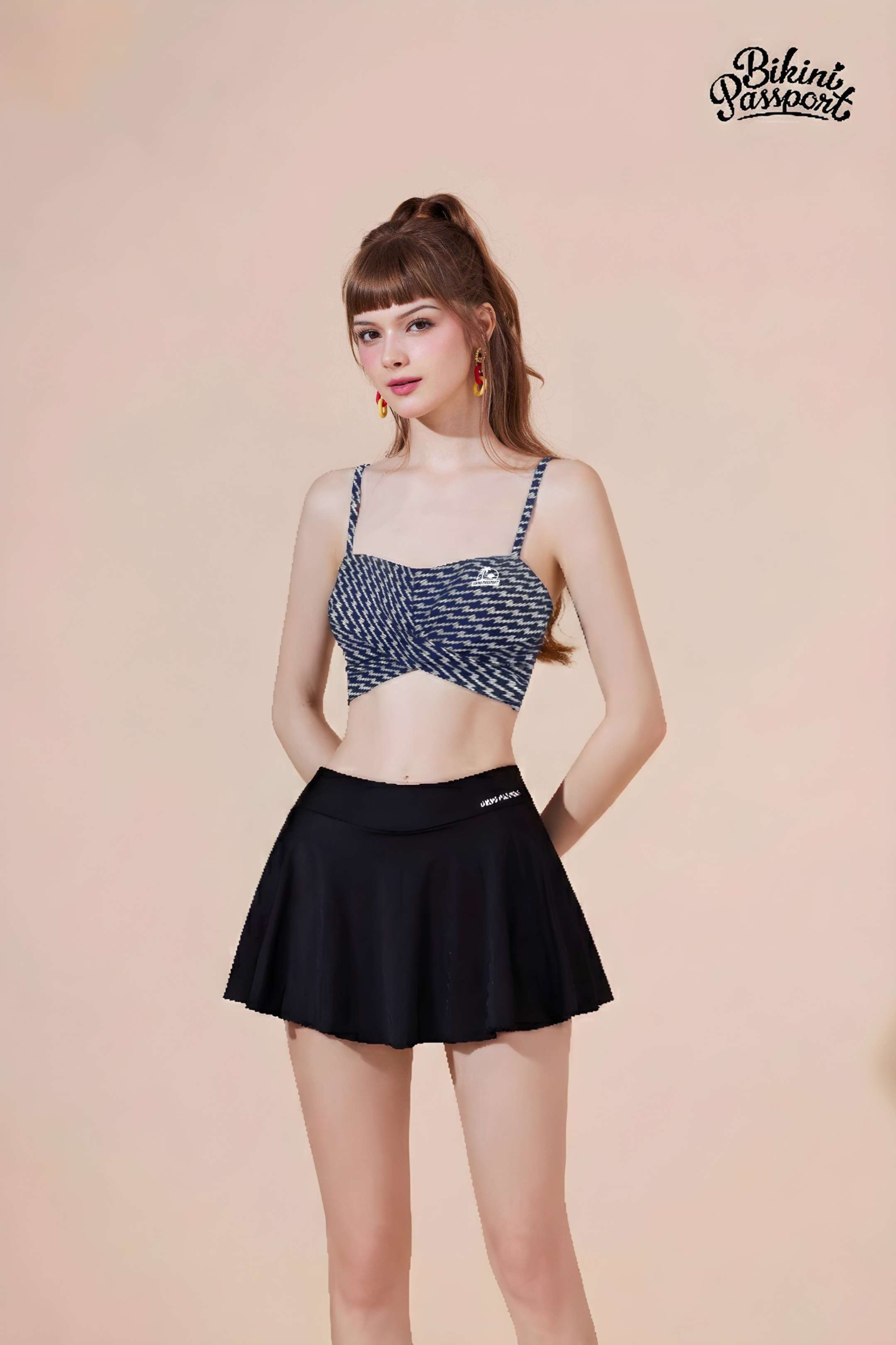Áo bơi lẻ croptop hai dây - Xanh đen
