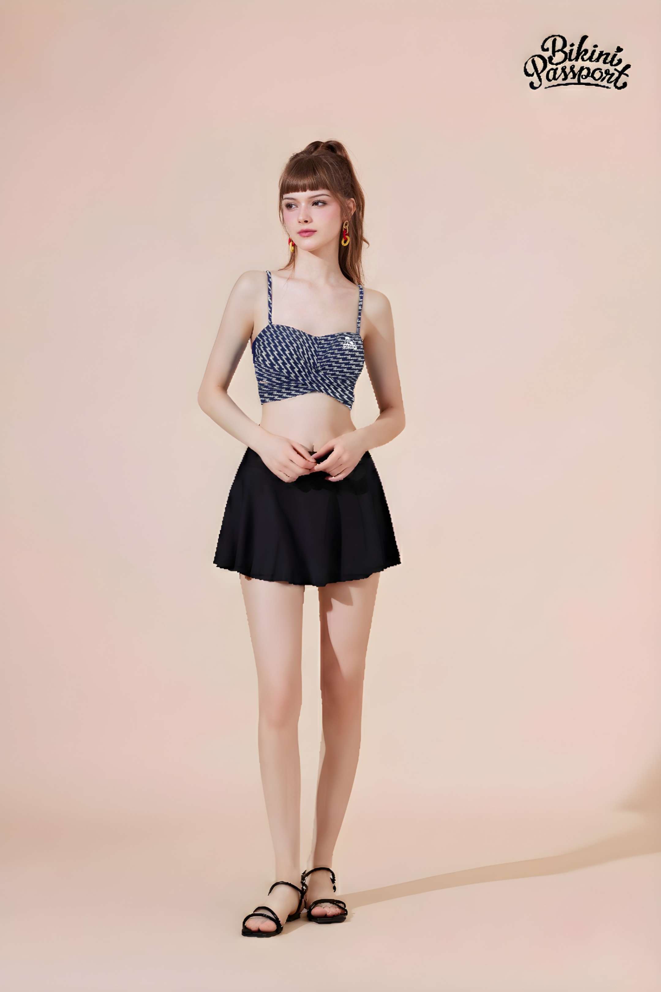 Áo bơi lẻ croptop hai dây - Xanh đen