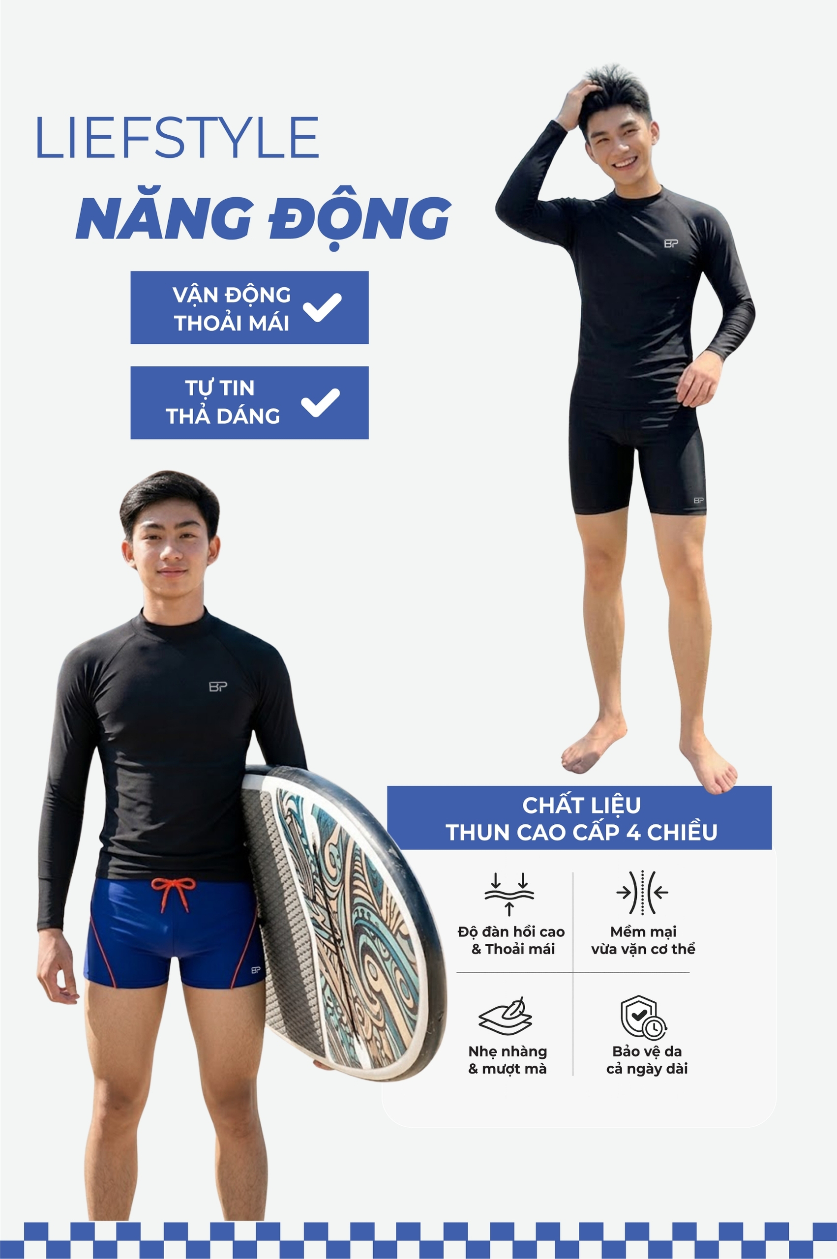 Áo bơi nam tay dài - BSV010_BL
