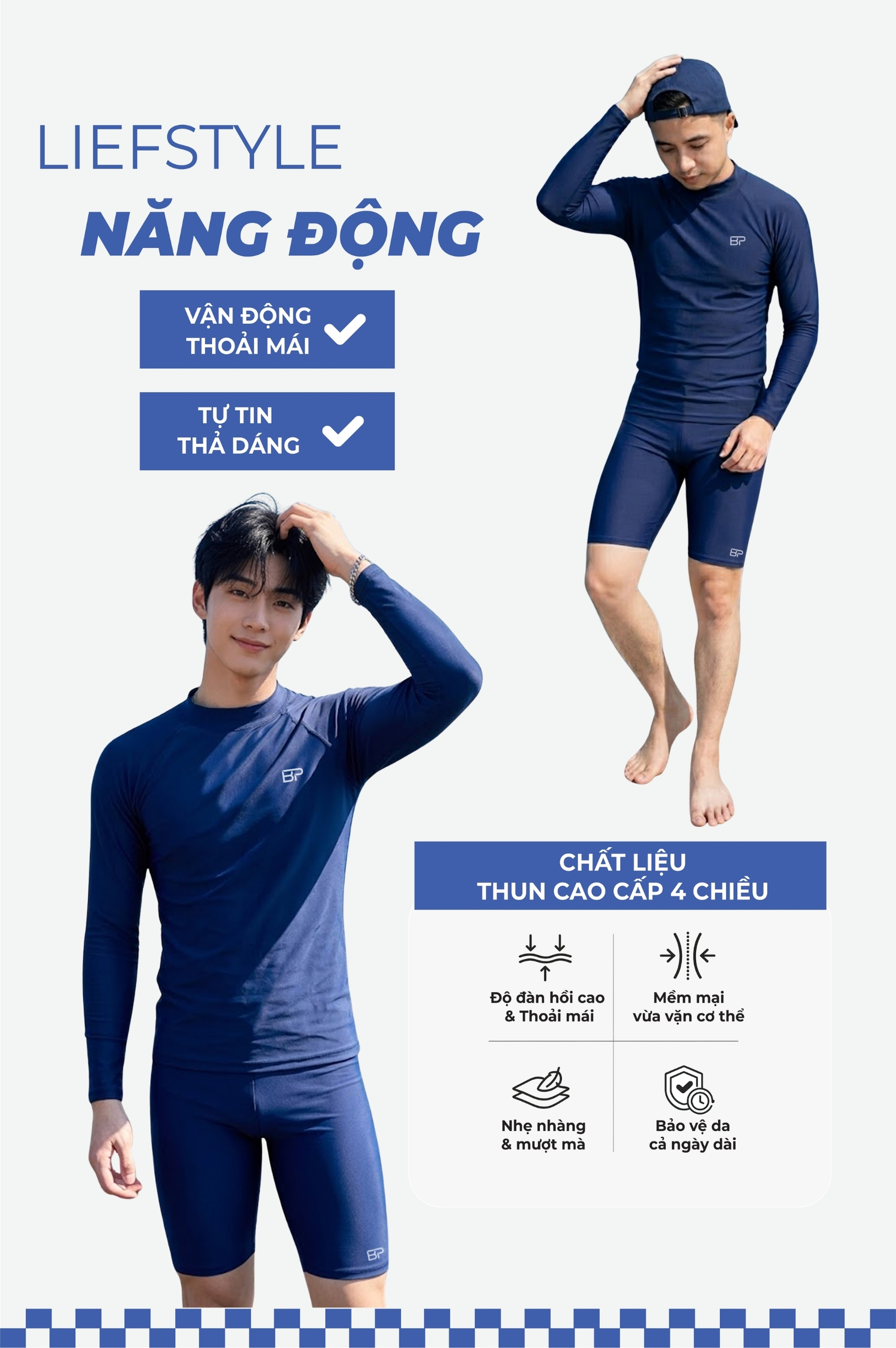 Áo bơi nam tay dài - BSV010_NV