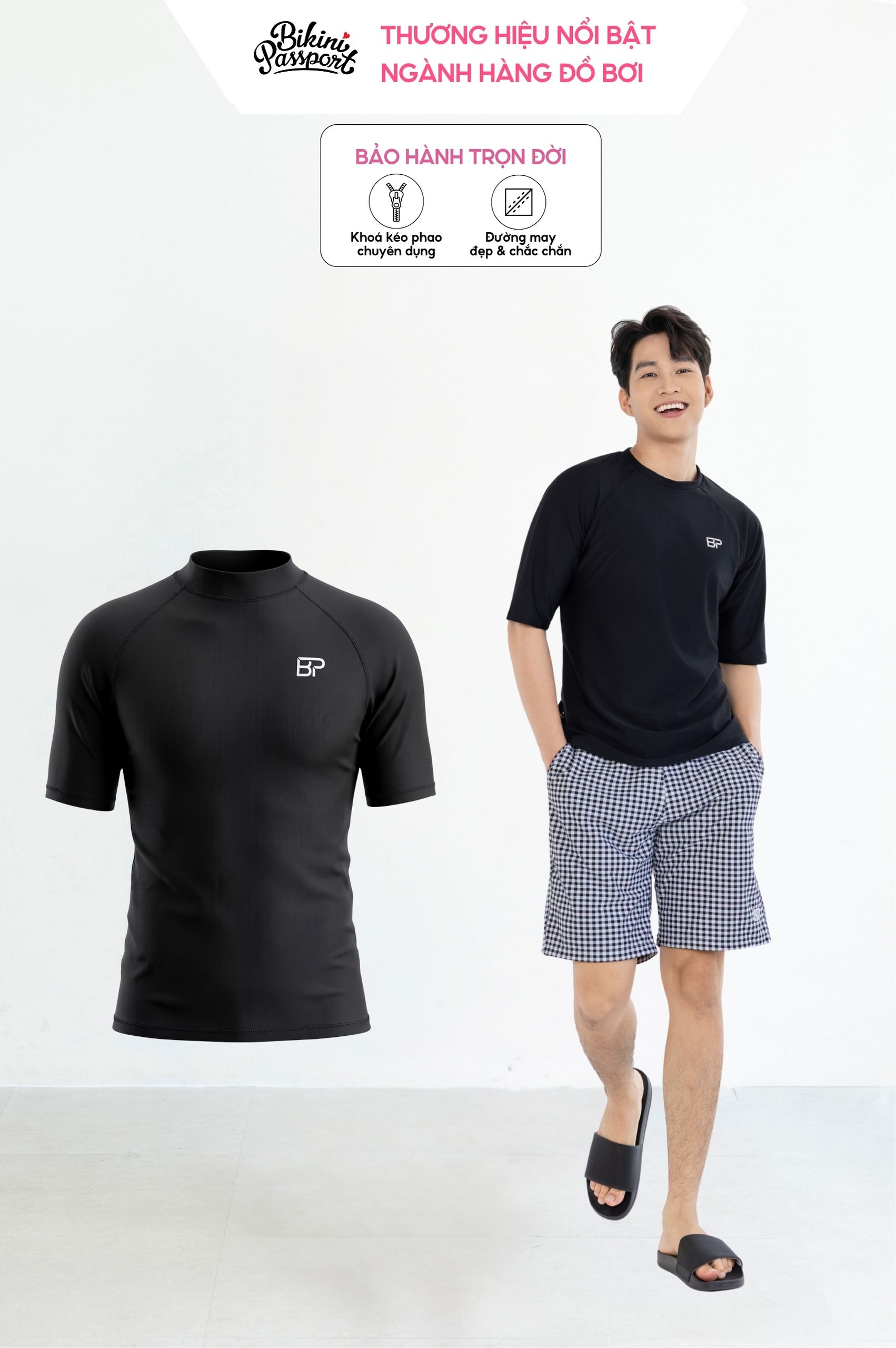 Áo bơi nam tay ngắn - BSV011_BL