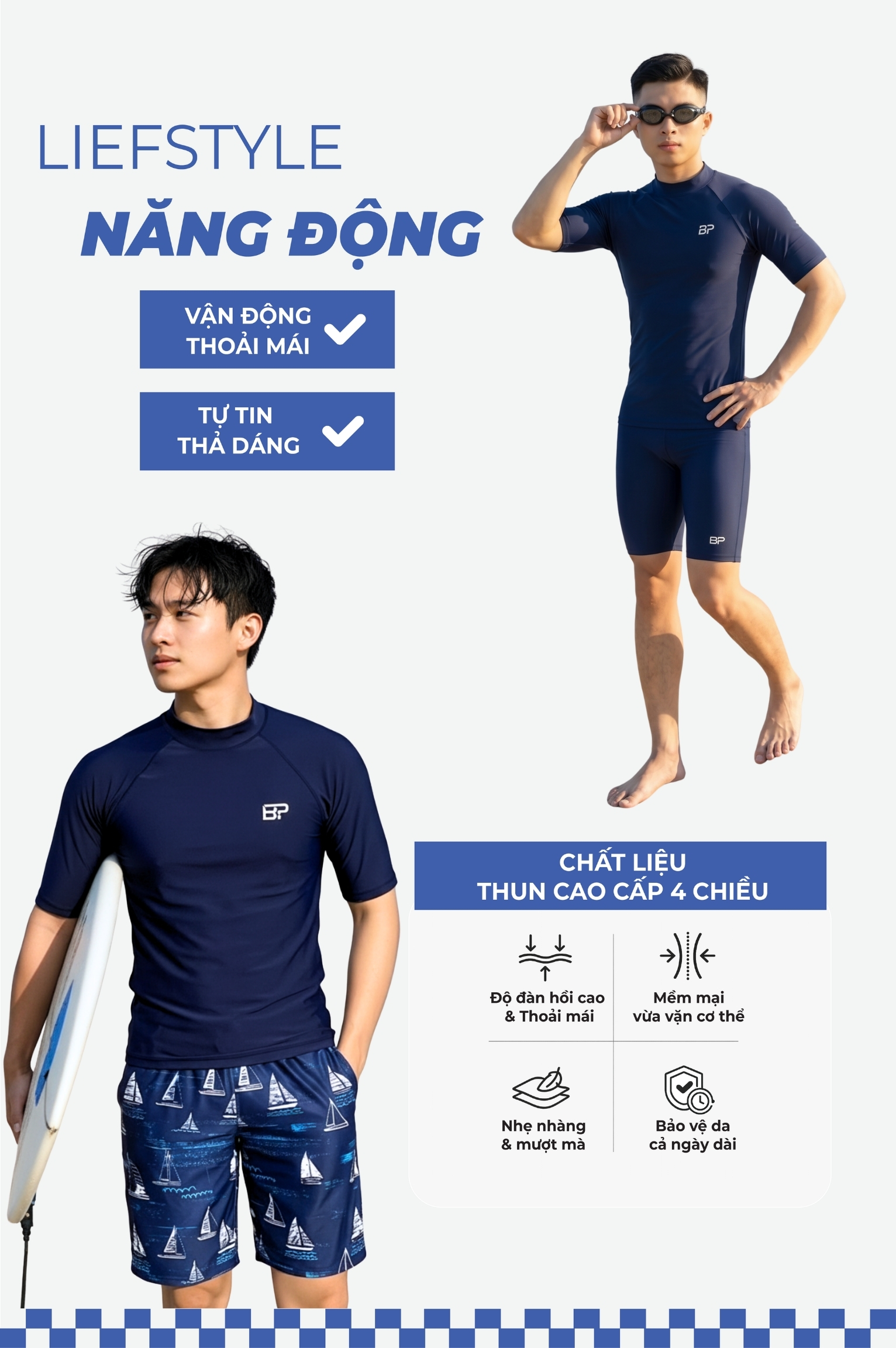 Áo bơi nam tay ngắn - BSV011_NV