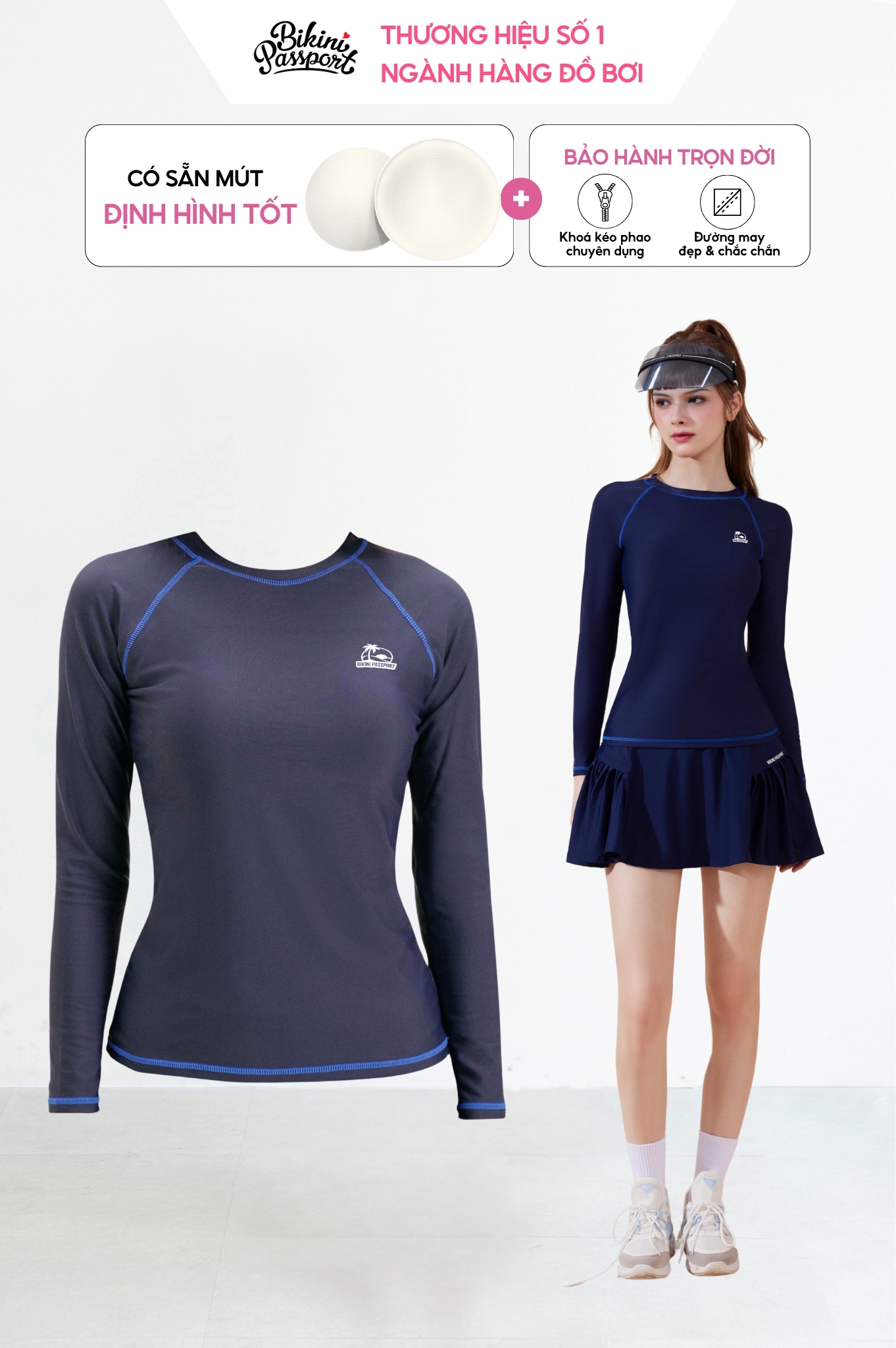 Áo lẻ basic có logo - Xanh Navy