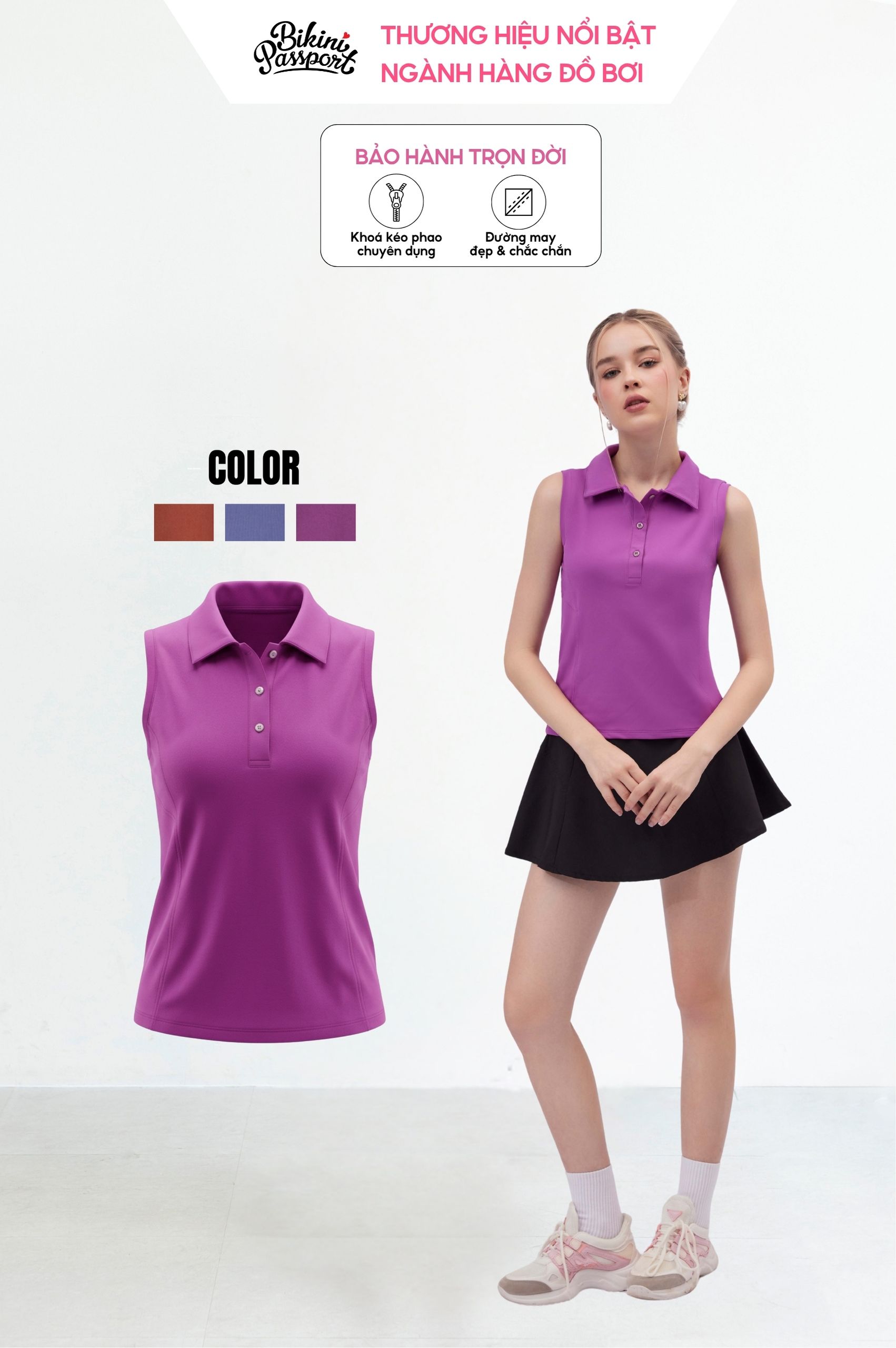 Áo tập thể thao cổ bẻ - BG134_PP