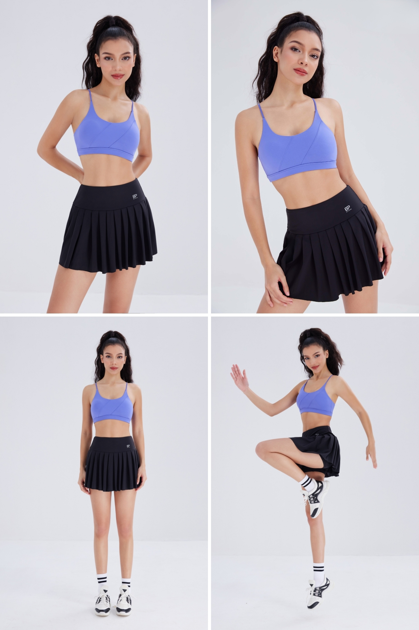 Áo tập thể thao đa năng may chéo - Màu tím xanh