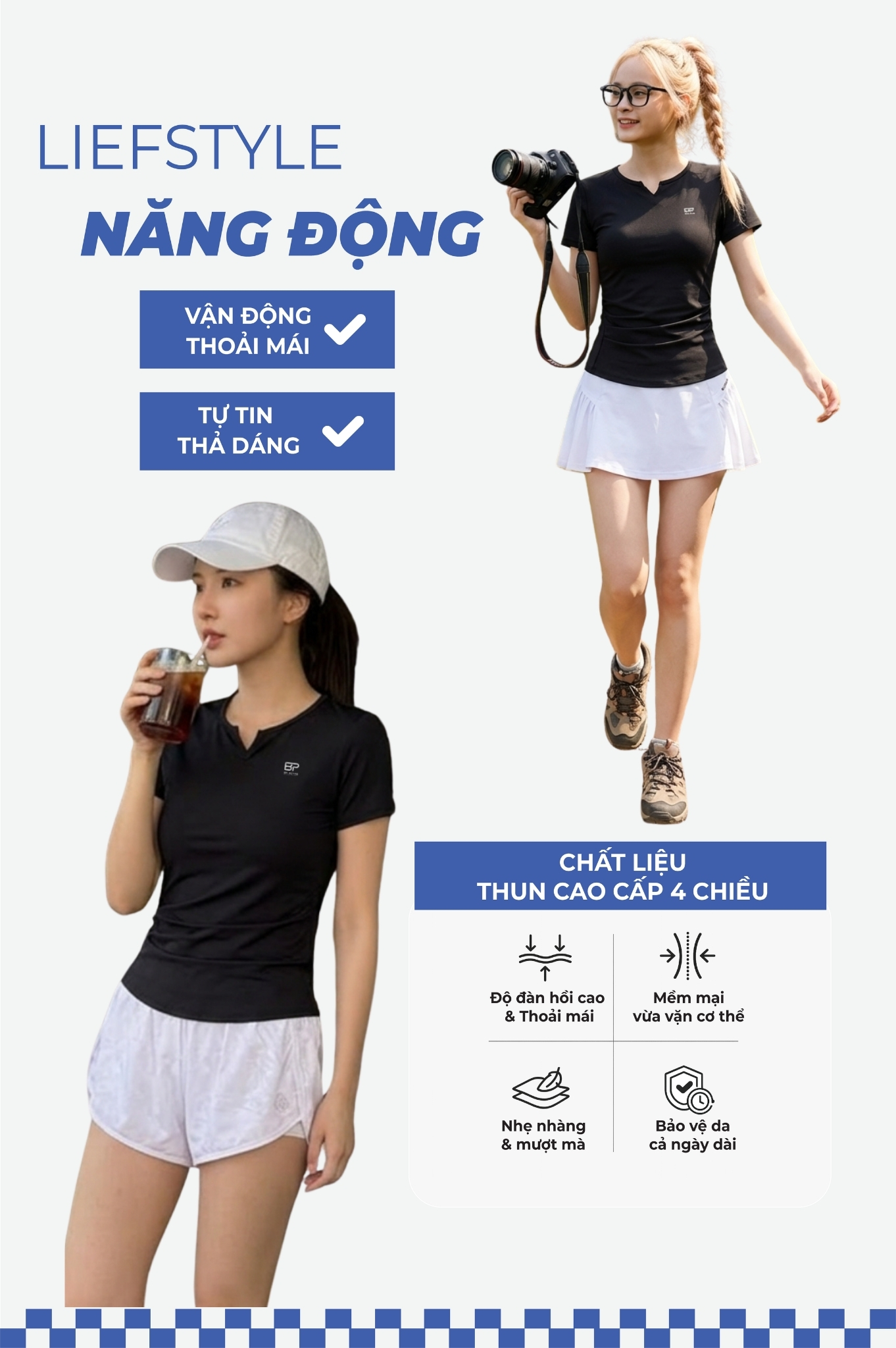 Áo tập thể thao tay ngắn - BG131_BL