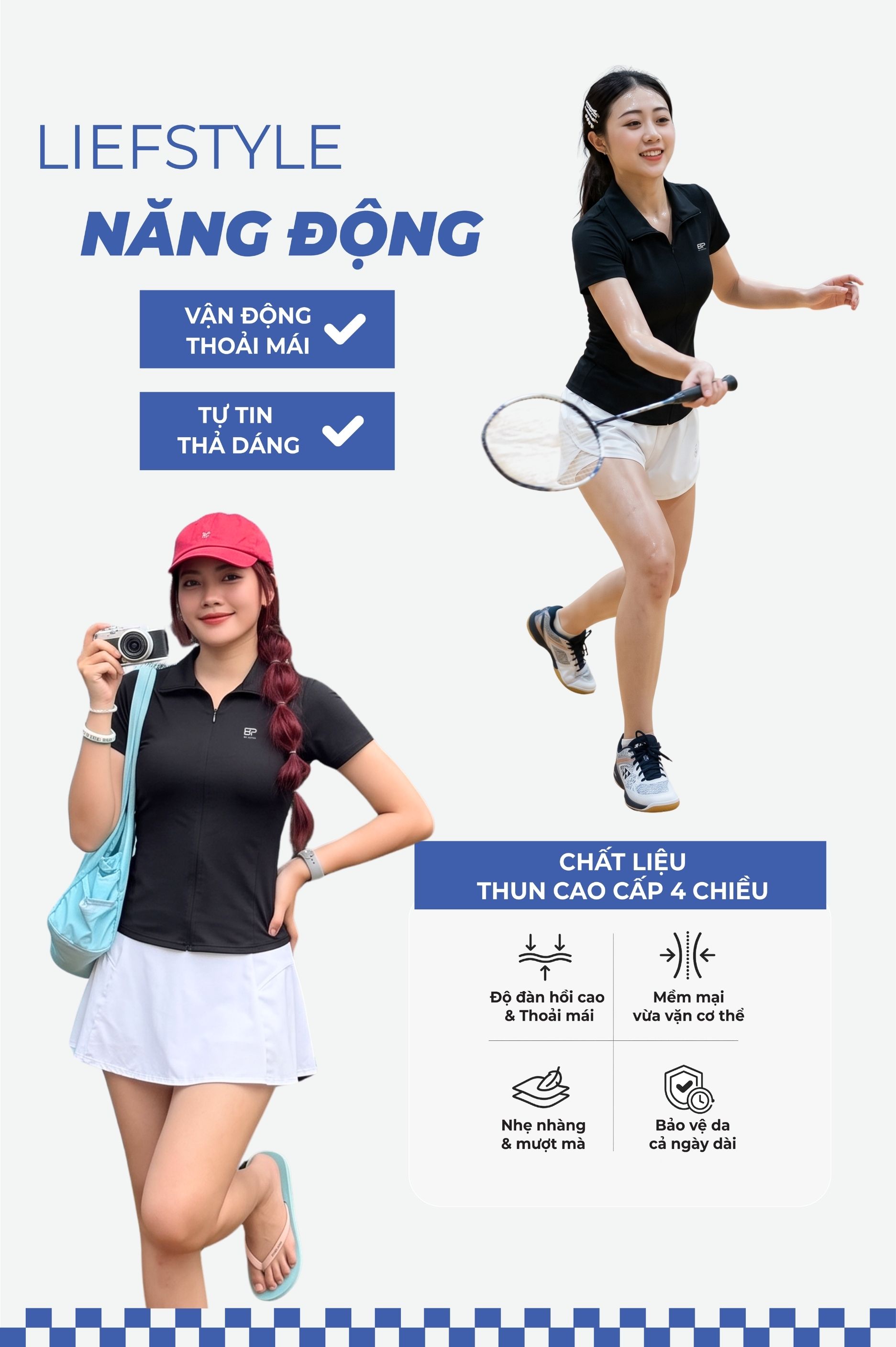 Áo tập thể thao tay ngắn - BG135_BL