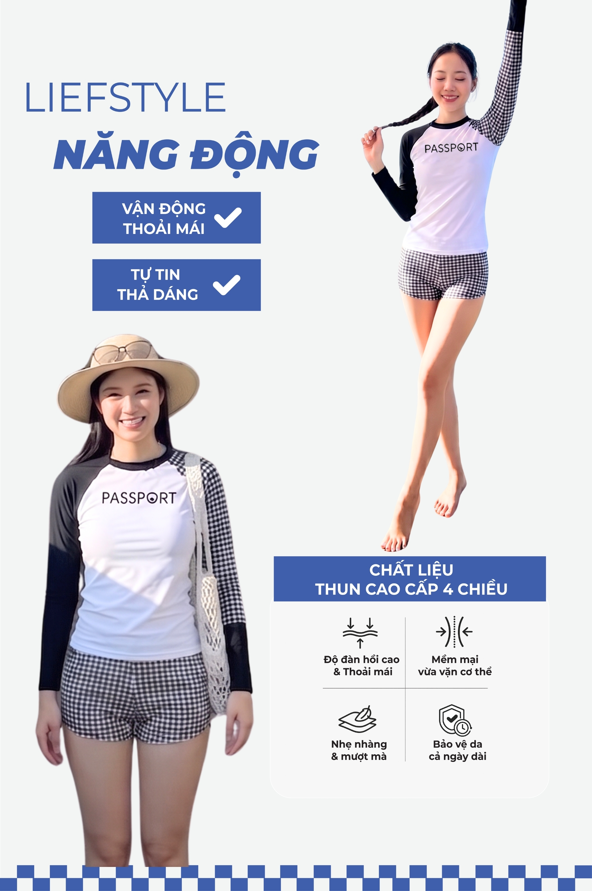 Bộ đồ bơi Nữ hai mảnh tay dài - BS346_CAR