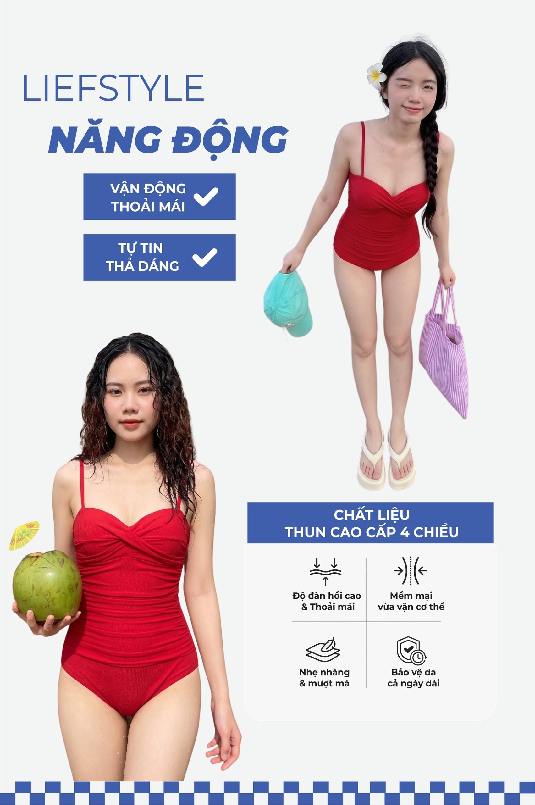 Bộ đồ bơi Nữ một mảnh Cup ngang - BS343_RD
