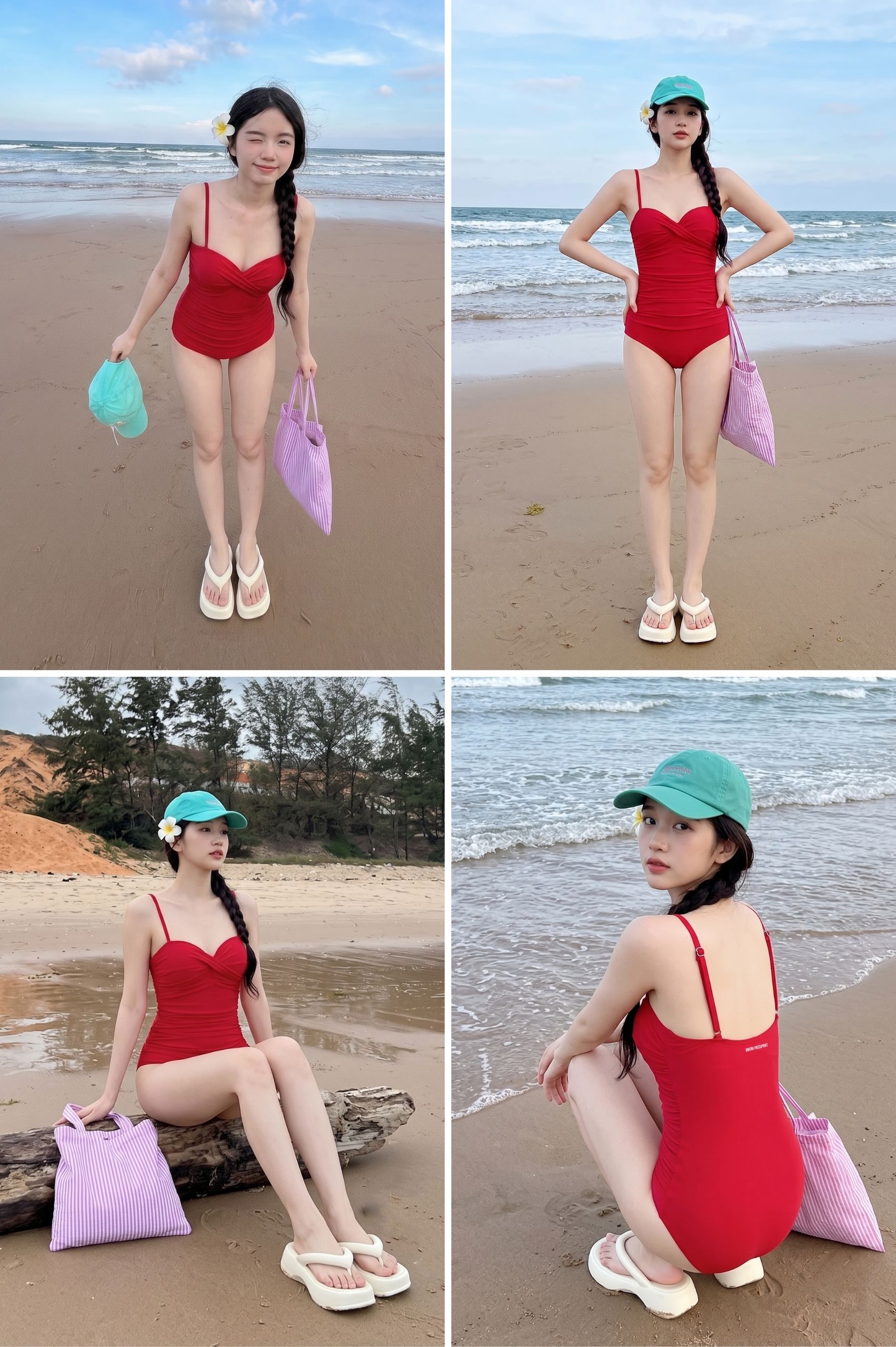 Bộ đồ bơi Nữ một mảnh Cup ngang - BS343_RD