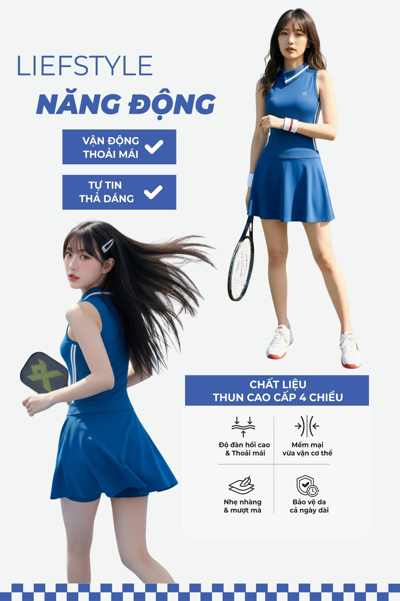 Bộ đồ tập thể thao váy áo 3 lỗ - BG129_CN
