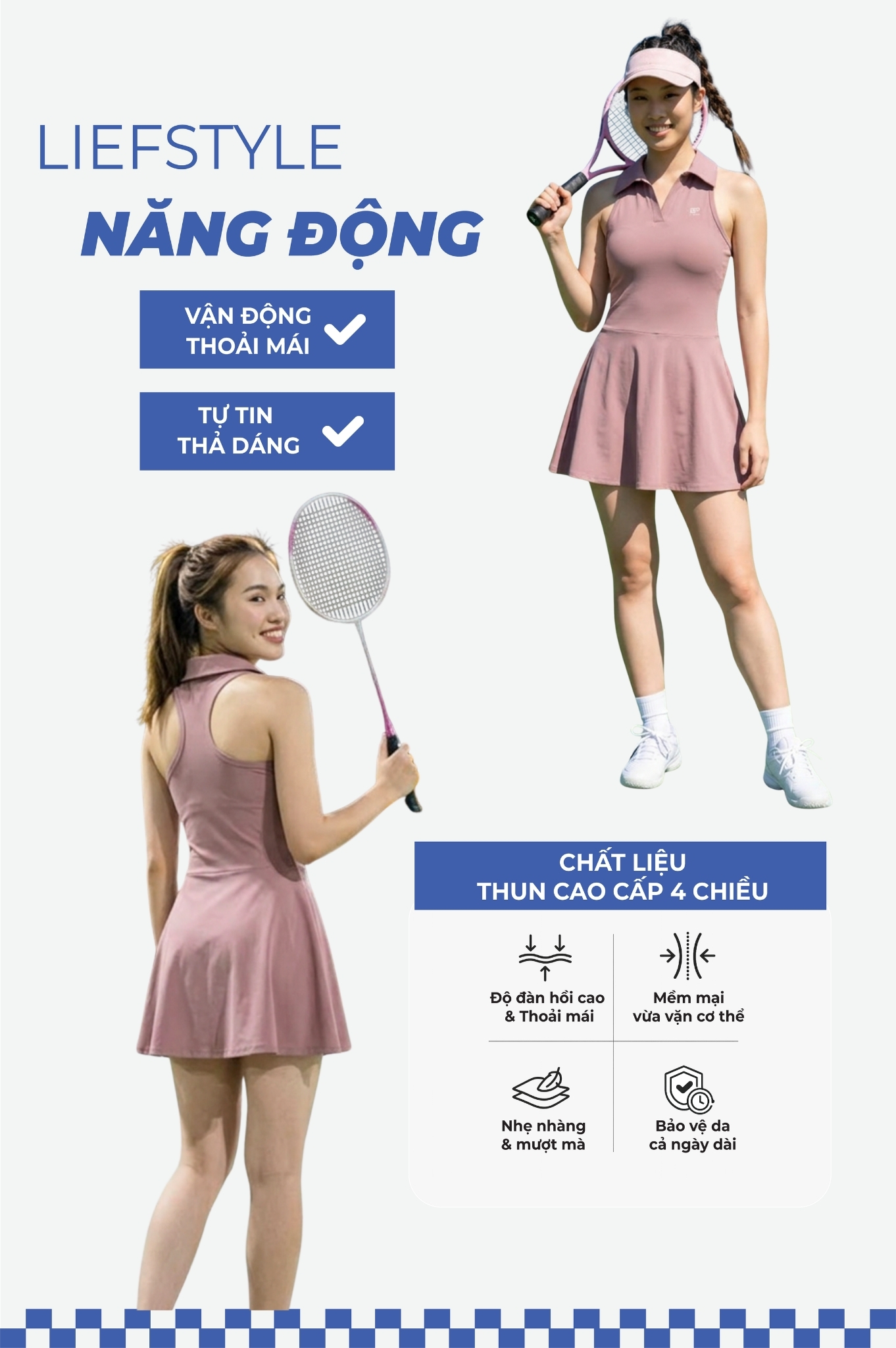Bộ đồ tập thể thao váy áo 3 lỗ - BG132_RT