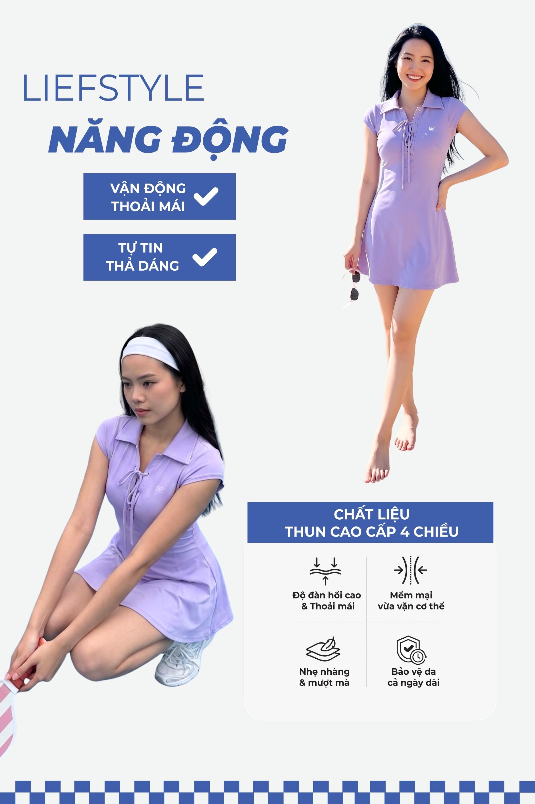 Bộ đồ tập thể thao váy áo tay ngắn - BG126_PP