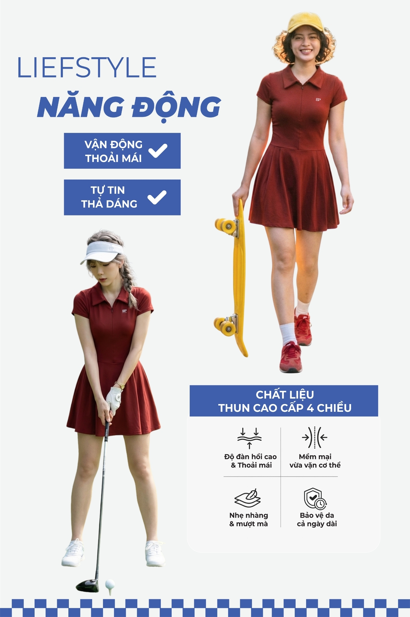 Bộ đồ tập thể thao váy áo tay ngắn - BG130_RD