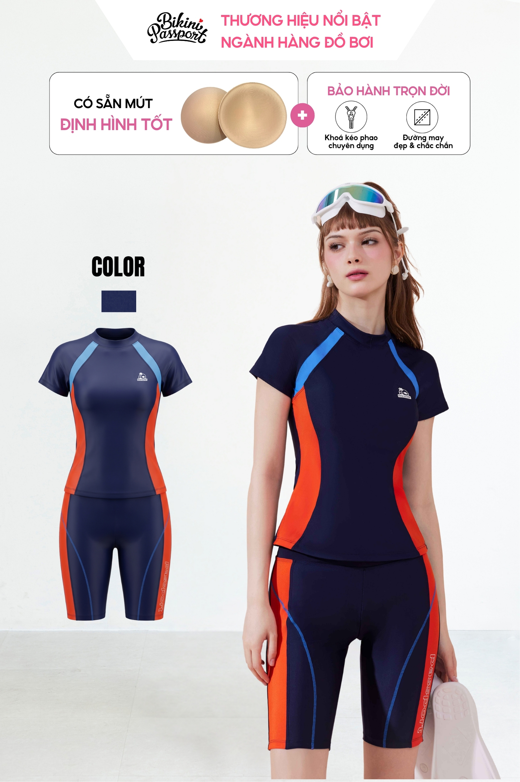 Đồ bơi BIKINI PASSPORT hai mảnh Athleisure - Xanh Đỏ