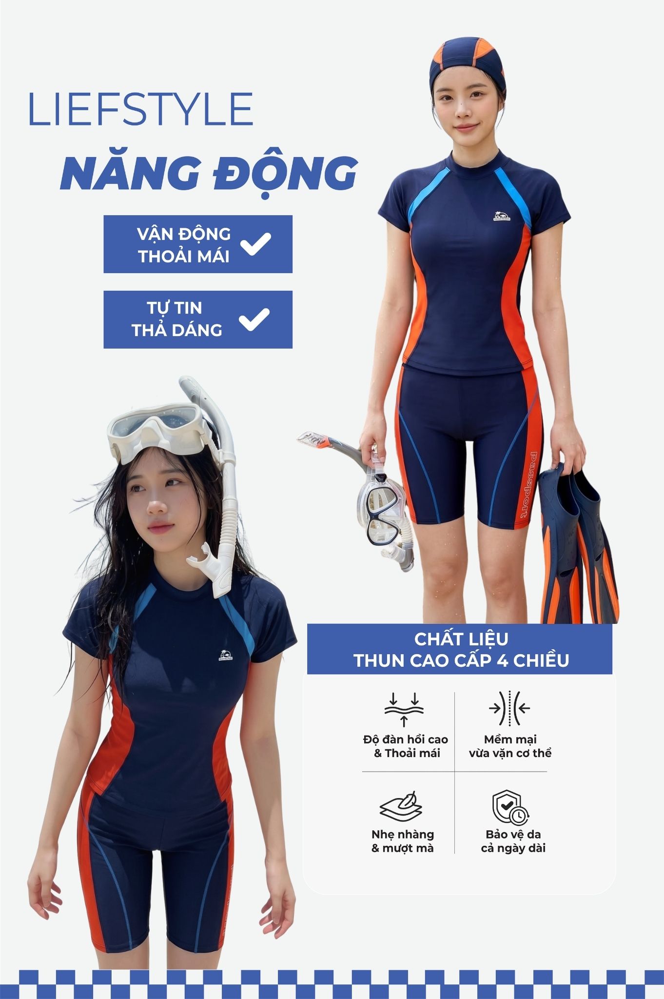 Đồ bơi BIKINI PASSPORT hai mảnh Athleisure - Xanh Đỏ