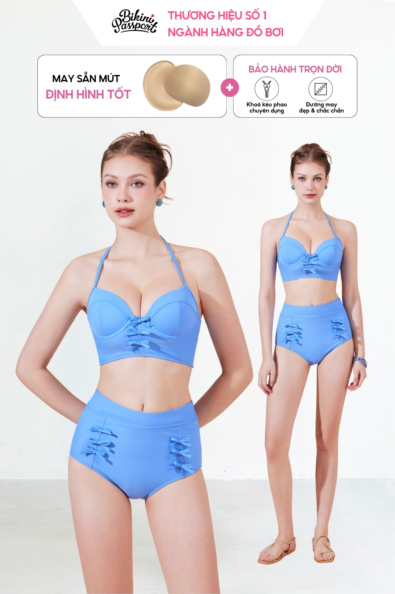 Đồ bơi BIKINI PASSPORT hai mảnh áo bra - Xanh