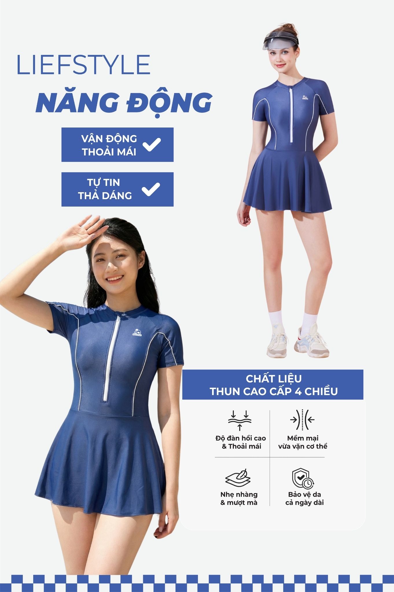Đồ bơi BIKINI PASSPORT một mảnh SkewingBold - Xám