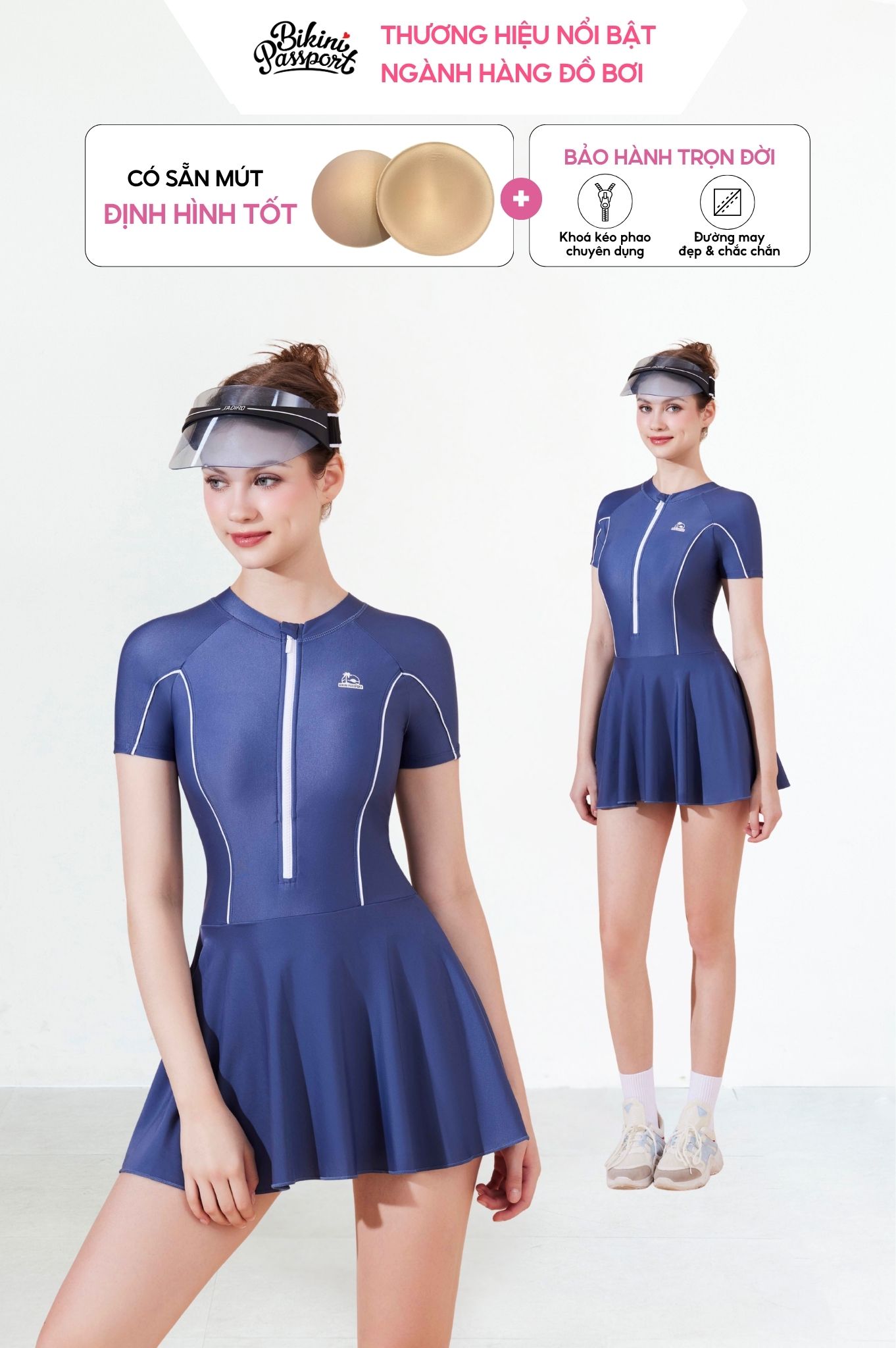 Đồ bơi BIKINI PASSPORT một mảnh SkewingBold - Xám