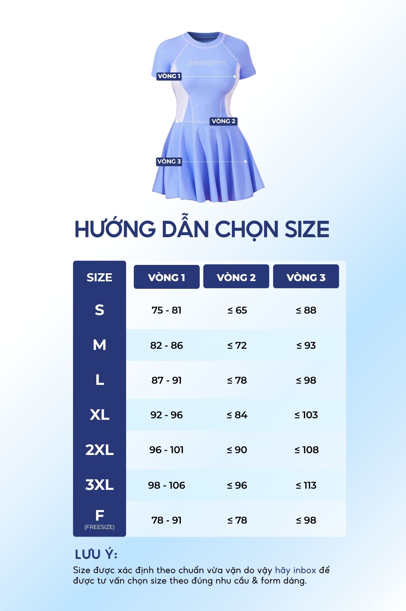 Đồ bơi BIKINI PASSPORT một mảnh váy tay ngắn Logo - Xanh Trắng