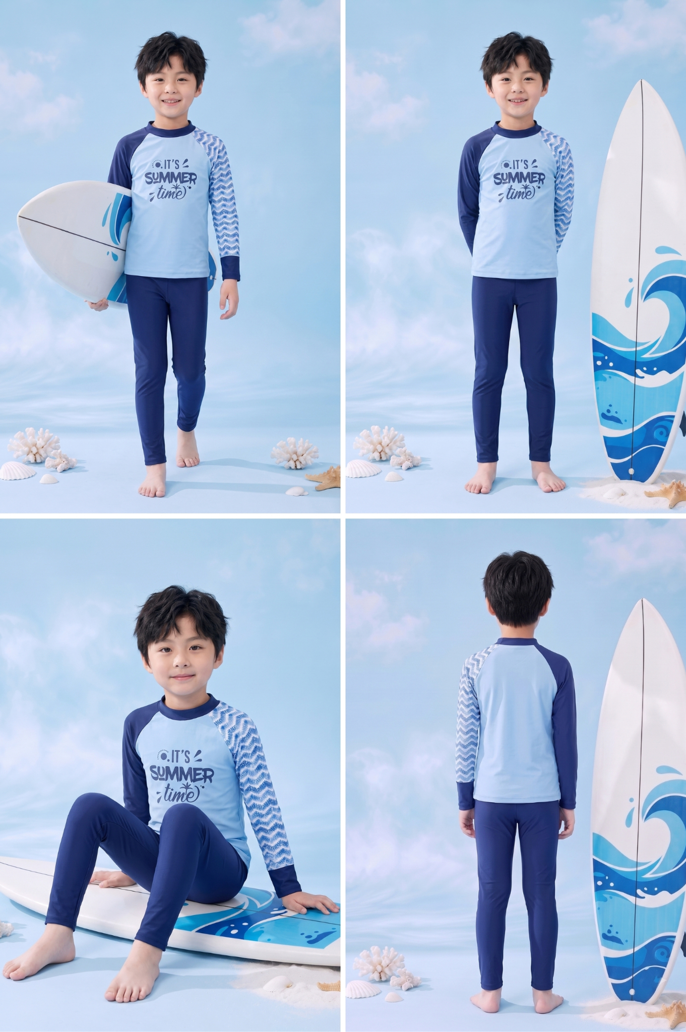 Đồ bơi Unisex cho bé dạng Quần dài, tay họa tiết - KD038_TRI