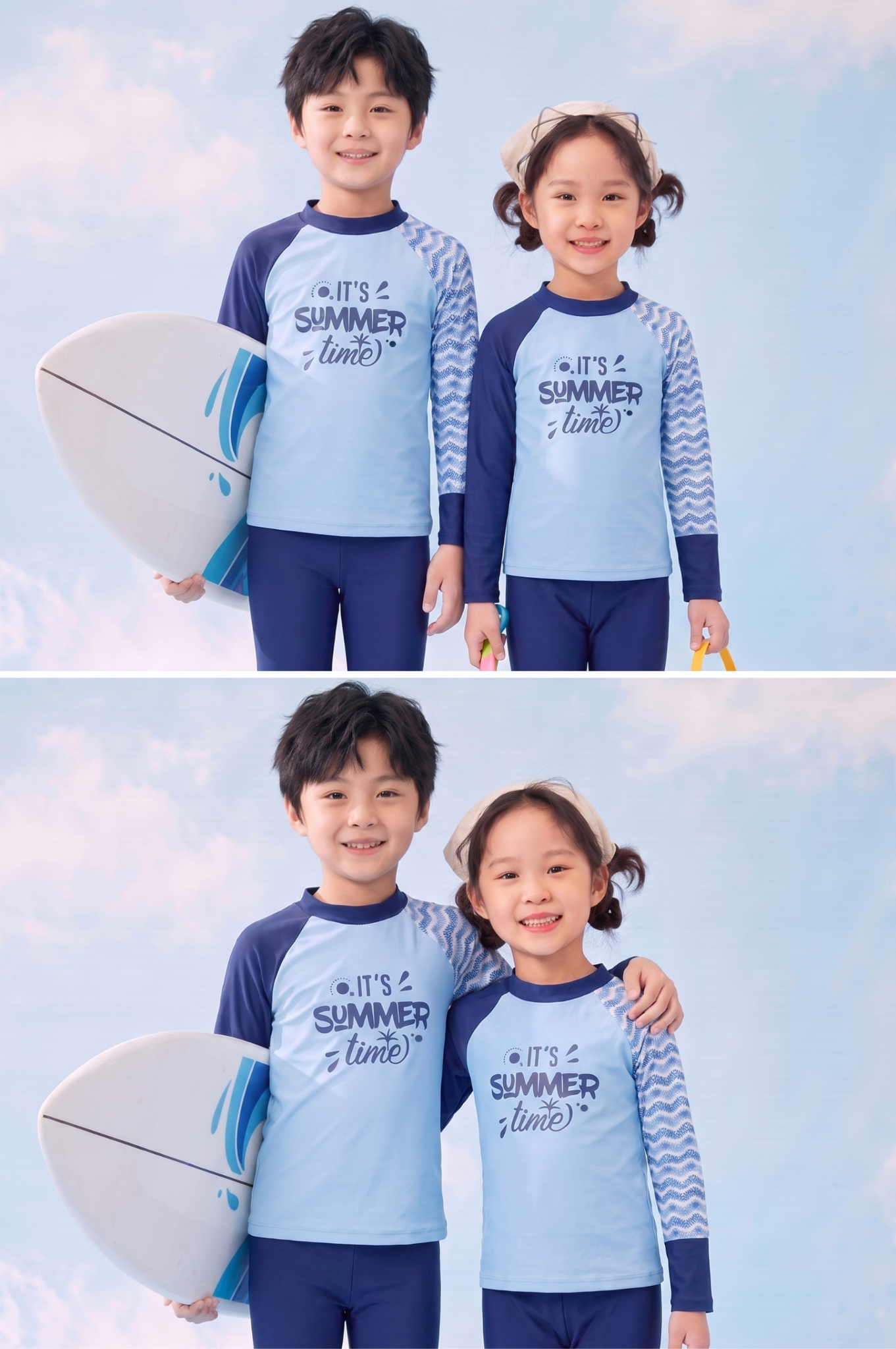 Đồ bơi Unisex cho bé dạng Quần dài, tay họa tiết - KD038_TRI