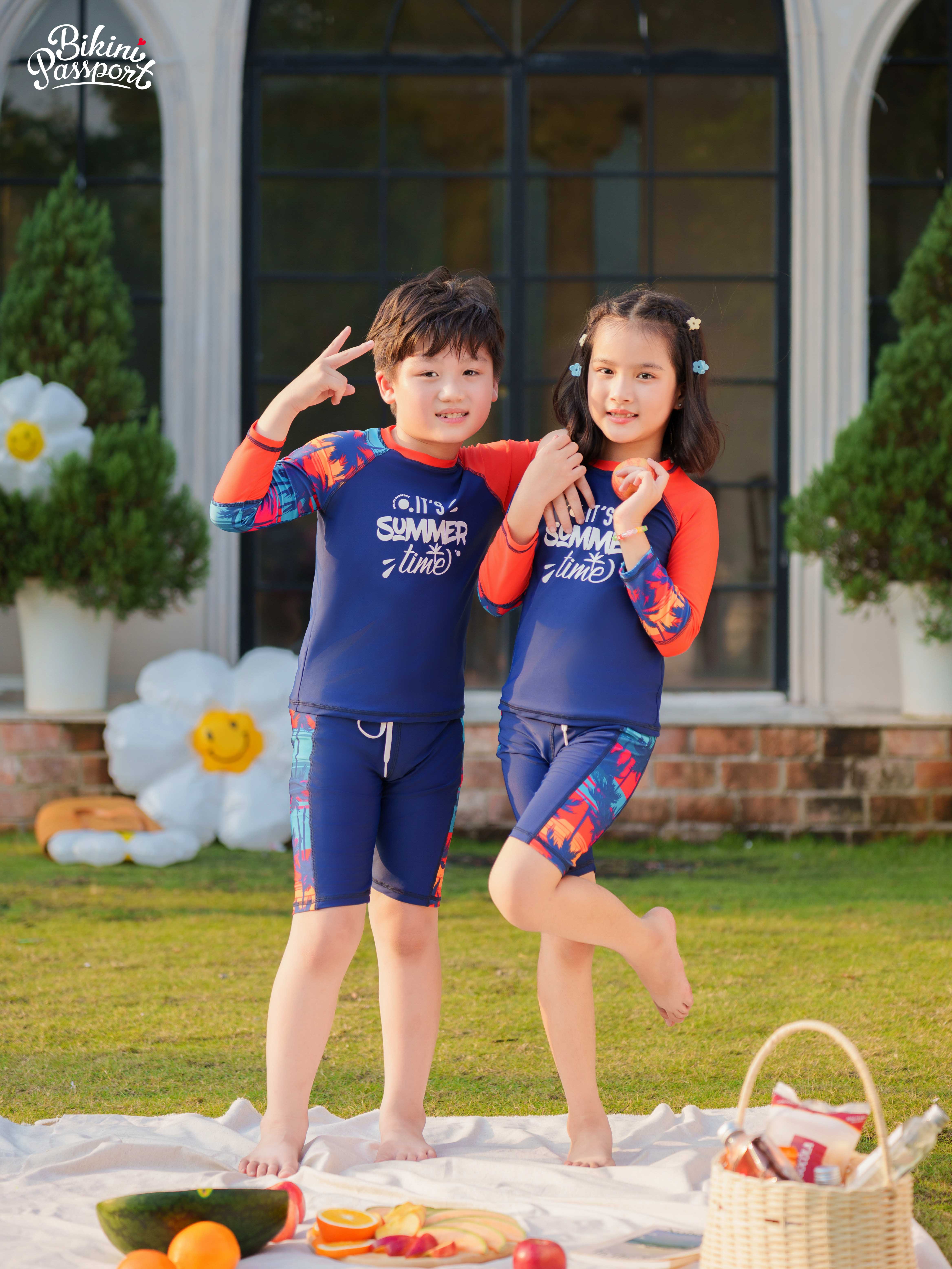 Đồ bơi Unisex cho bé dạng quần lửng, áo có tay - Khác